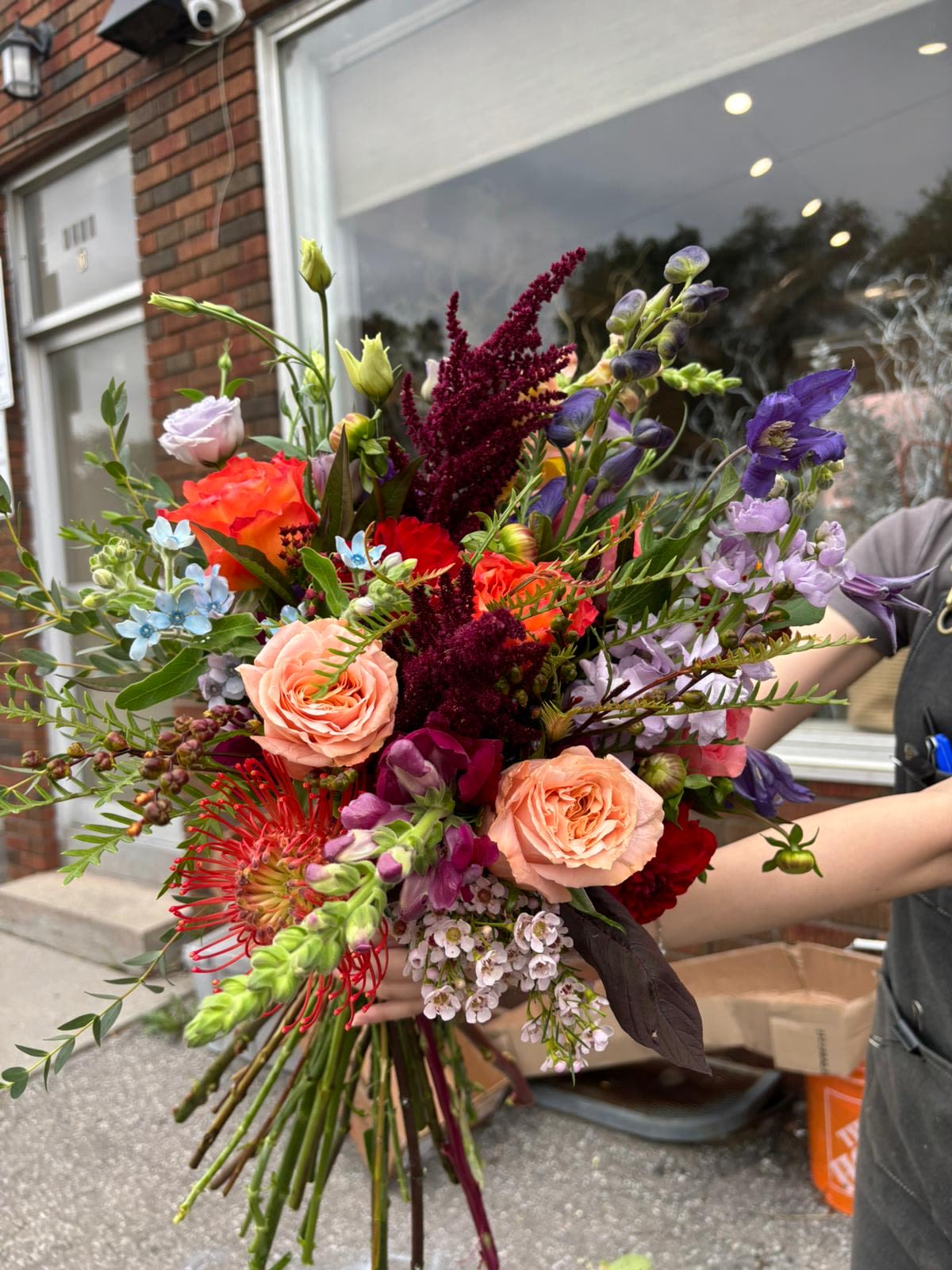 Fall 3 Fall 3 - A vibrant mix of fall blooms — rich burgundy, golden peach, and orange tones, paired with soft purples and fresh greenery. Bursting with texture and color, this bouquet captures the warmth and beauty of the autumn season. Perfect for celebrating fall moments, gifting, or adding a cozy touch to your home. *Depends on availability, flowers may change