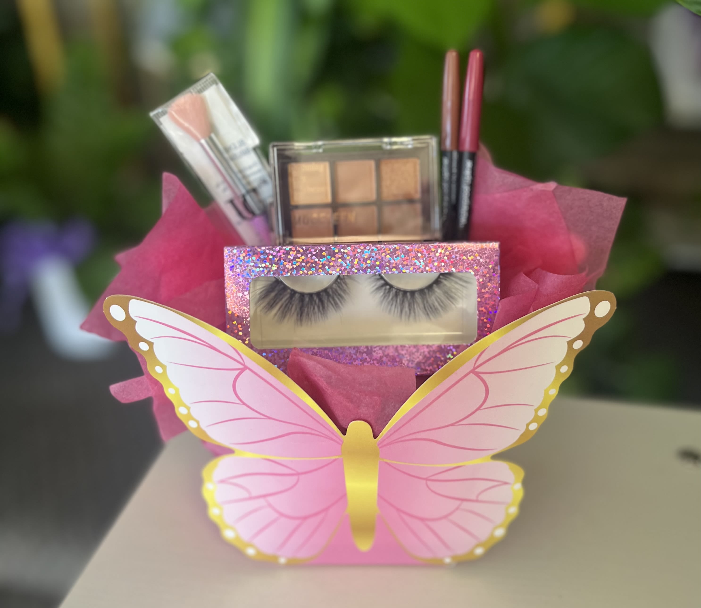 Butterfly Gift Basket Butterfly Gift Basket - make up arrangement in butterfly basket