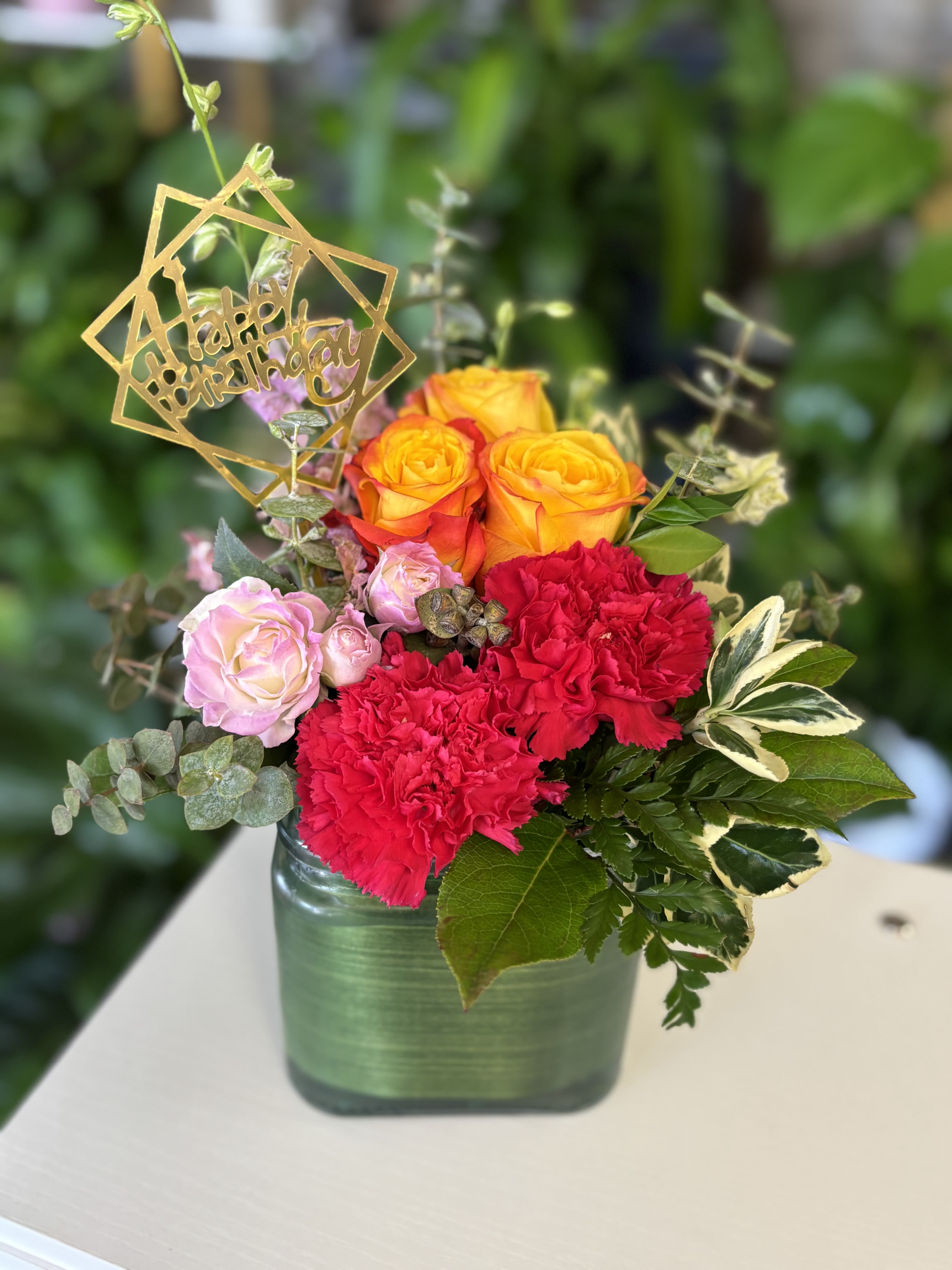 Happy Birthday Cube  - fresh flowers in cube 