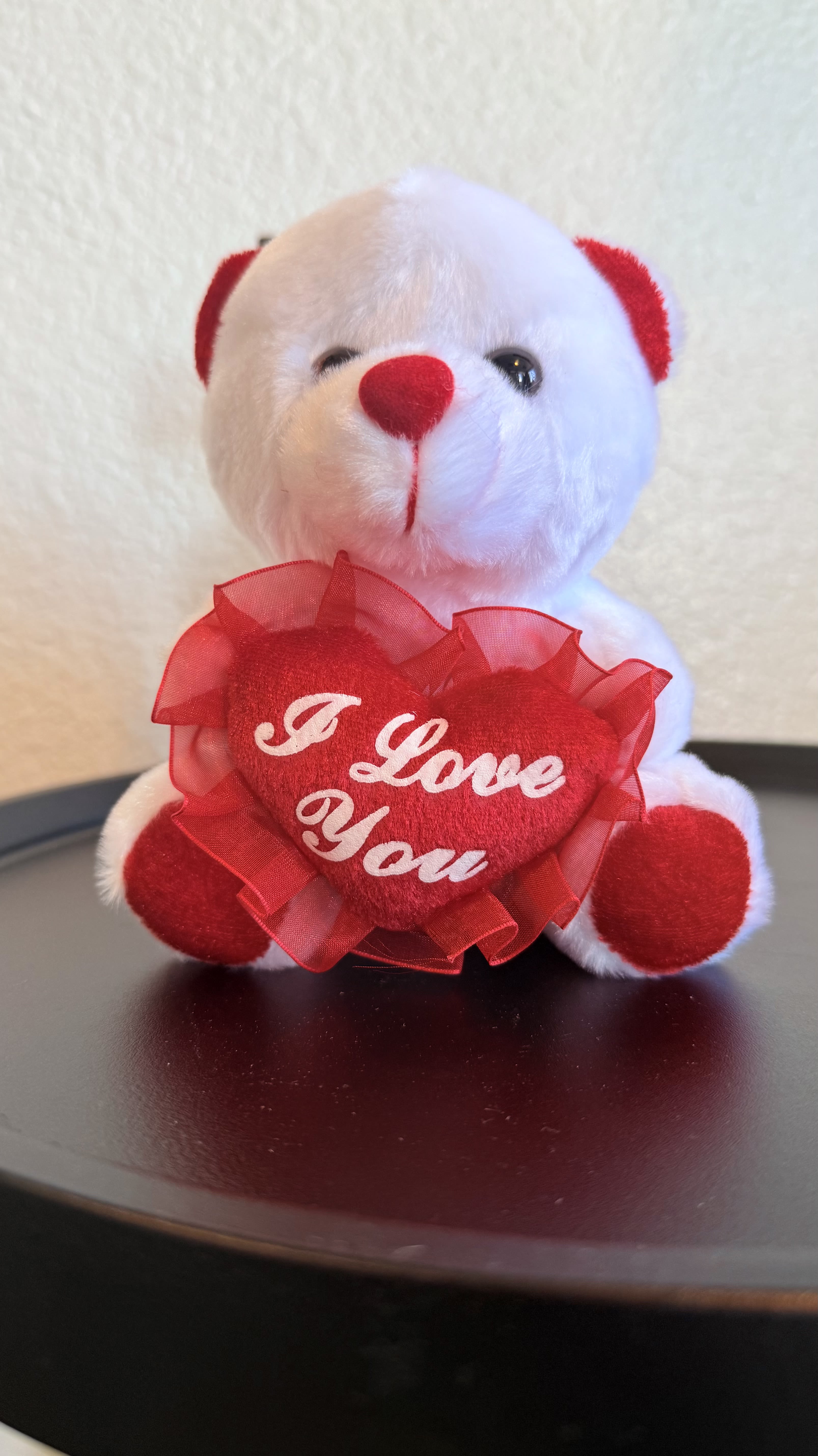 &quot;I Love You&quot; Teddy Bear  - A soft white plush bear with red accents, holding a heart the says &quot;I Love You&quot;. Perfect for anniversaries, Valentine's Day, or just because.