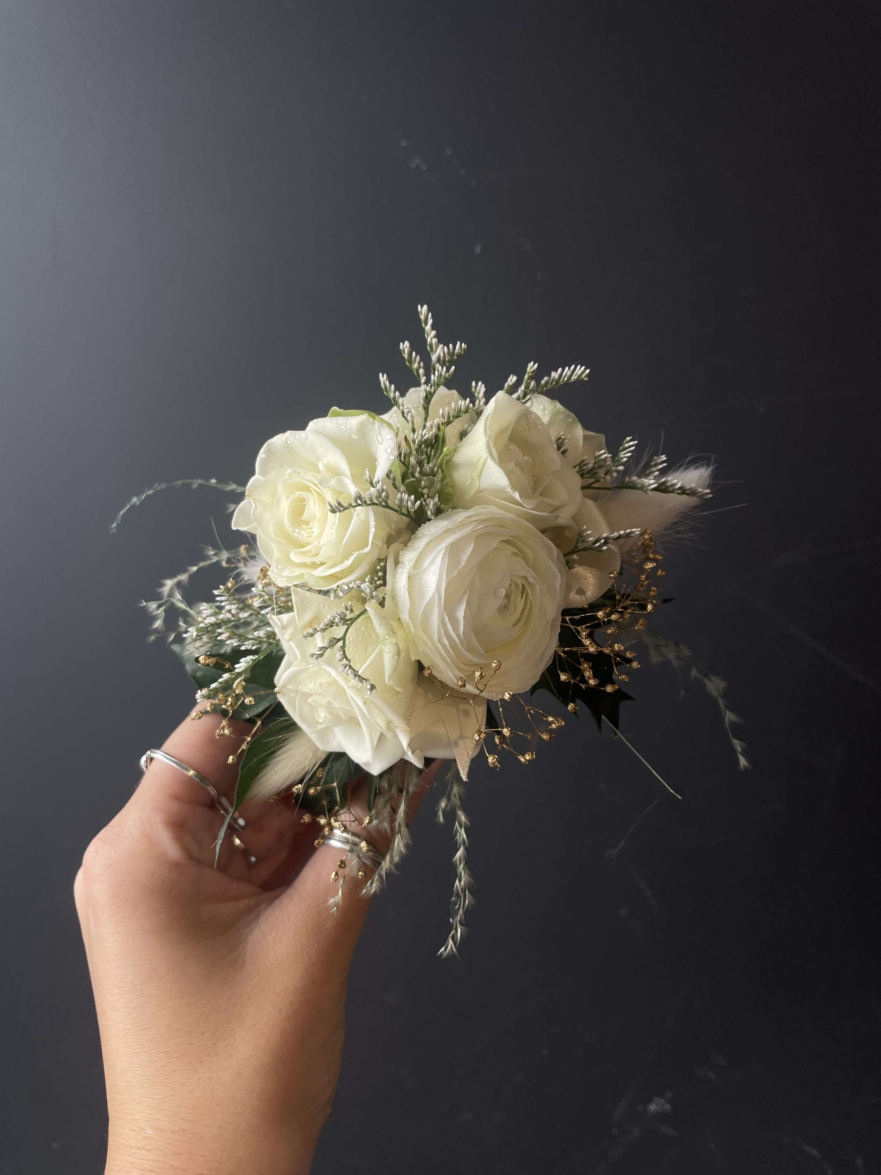 Wristlet and Boutonniere Matching Set  - Prom Season is among us! Matching Wrist Corsage and Boutonniere set! Your choice of a cold or silver wristlet with any color palette and matching Ribbon! 