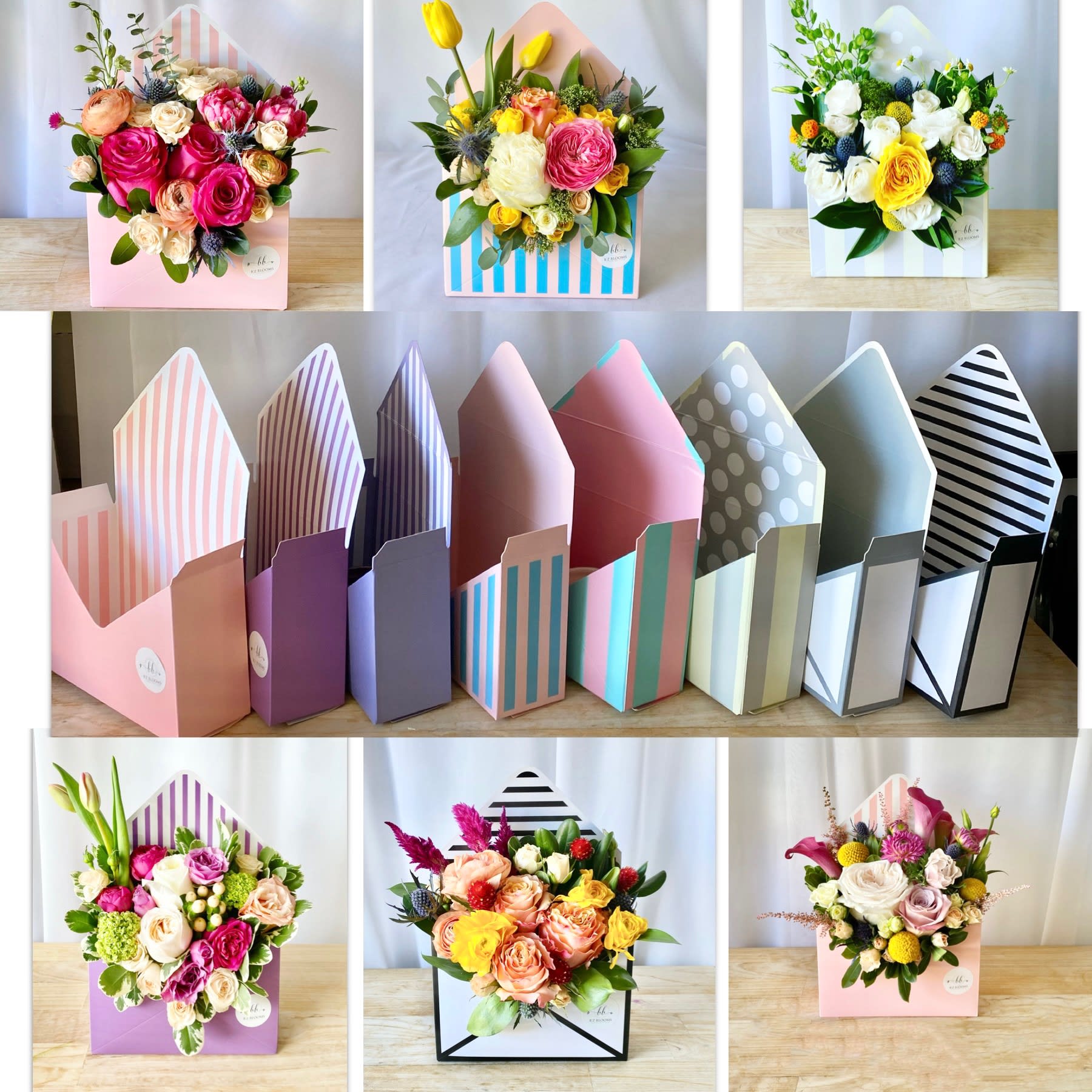 Flower Envelope - A mixture of seasonal flowers packed in a premium quality paper envelope. Flowers may vary due to availability. Flower and envelope colors may vary. State your preference on the color and we will do our best to accommodate. For same day delivery and availability call us at 949-682-5004. 