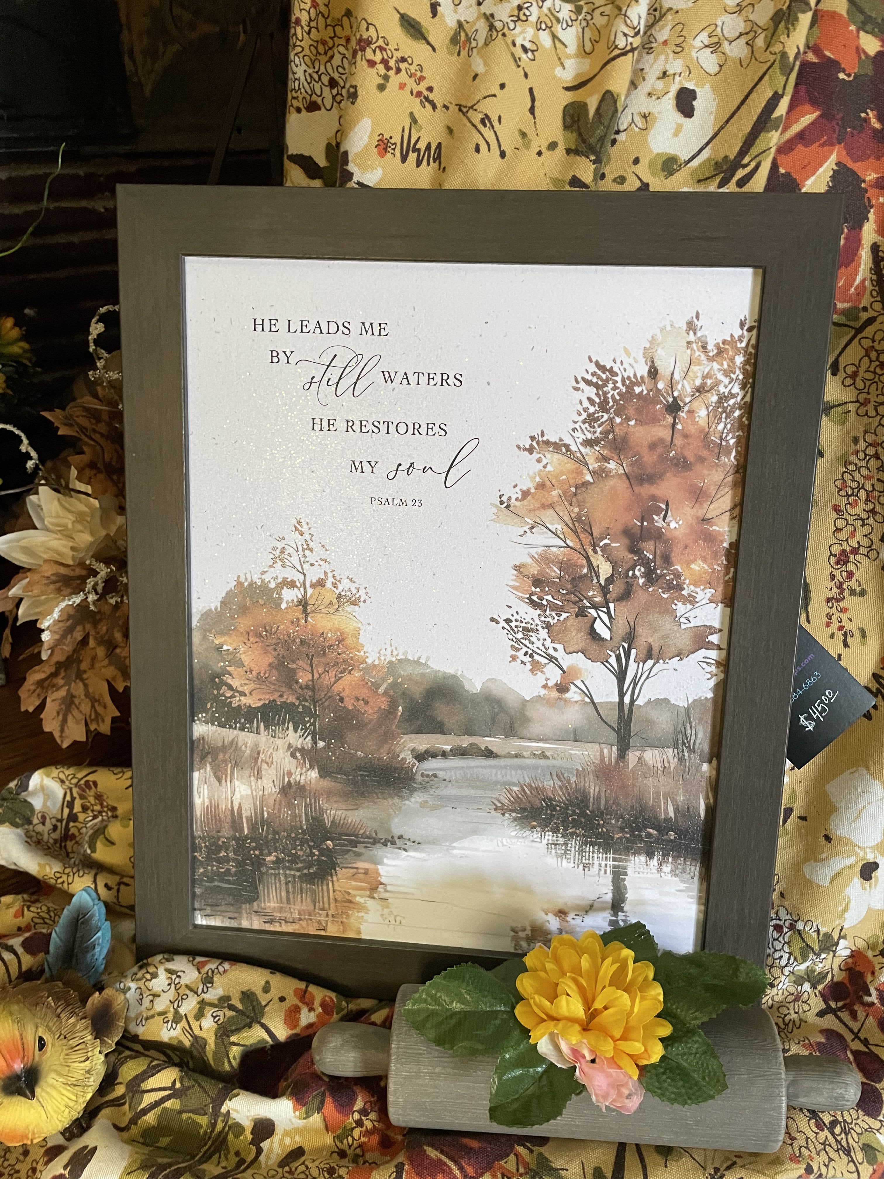 Psalm 23 Decor Psalm 23 Decor - This gorgeous piece features a wooden frame , tree print with a portion of Psalm 23.