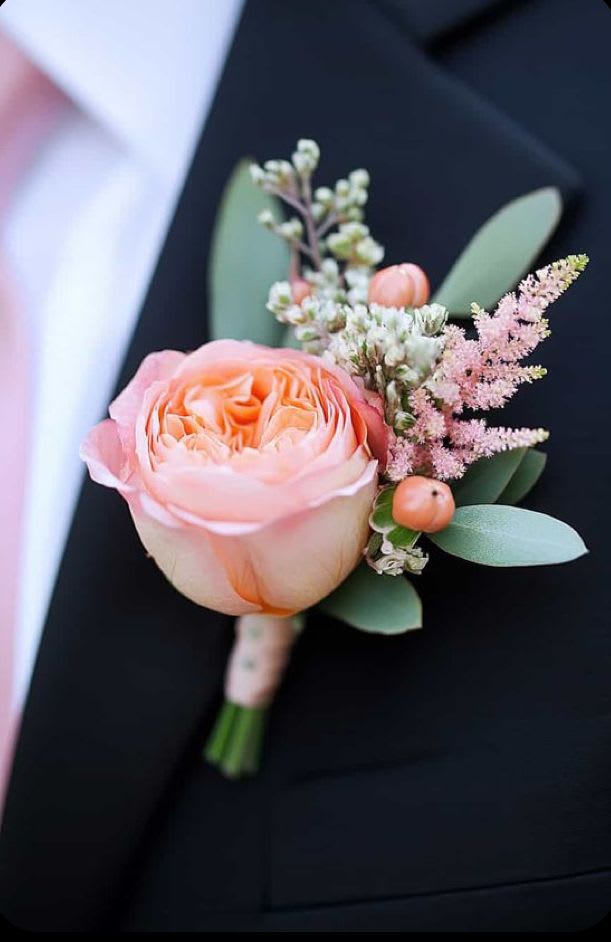 wedding Boutonniere wedding Boutonniere - Wedding Bliss pink and white palette seasonal mix