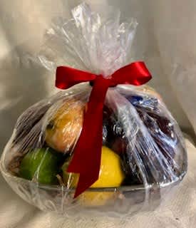 Fruit Bowl Fruit Bowl - Beautiful glass bowl filled with seasonal fruit and sweet and salty snack. Great for sympathy, husbands, business associates etc....