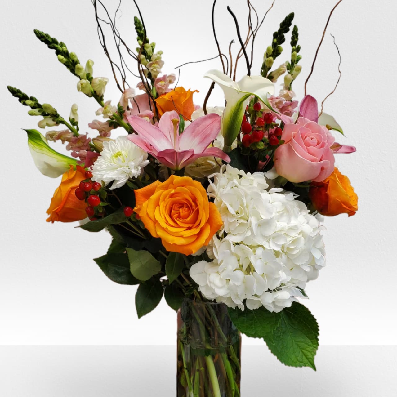 Beautiful Sunset - Very happy  colors, orange,light pink, white flowers.