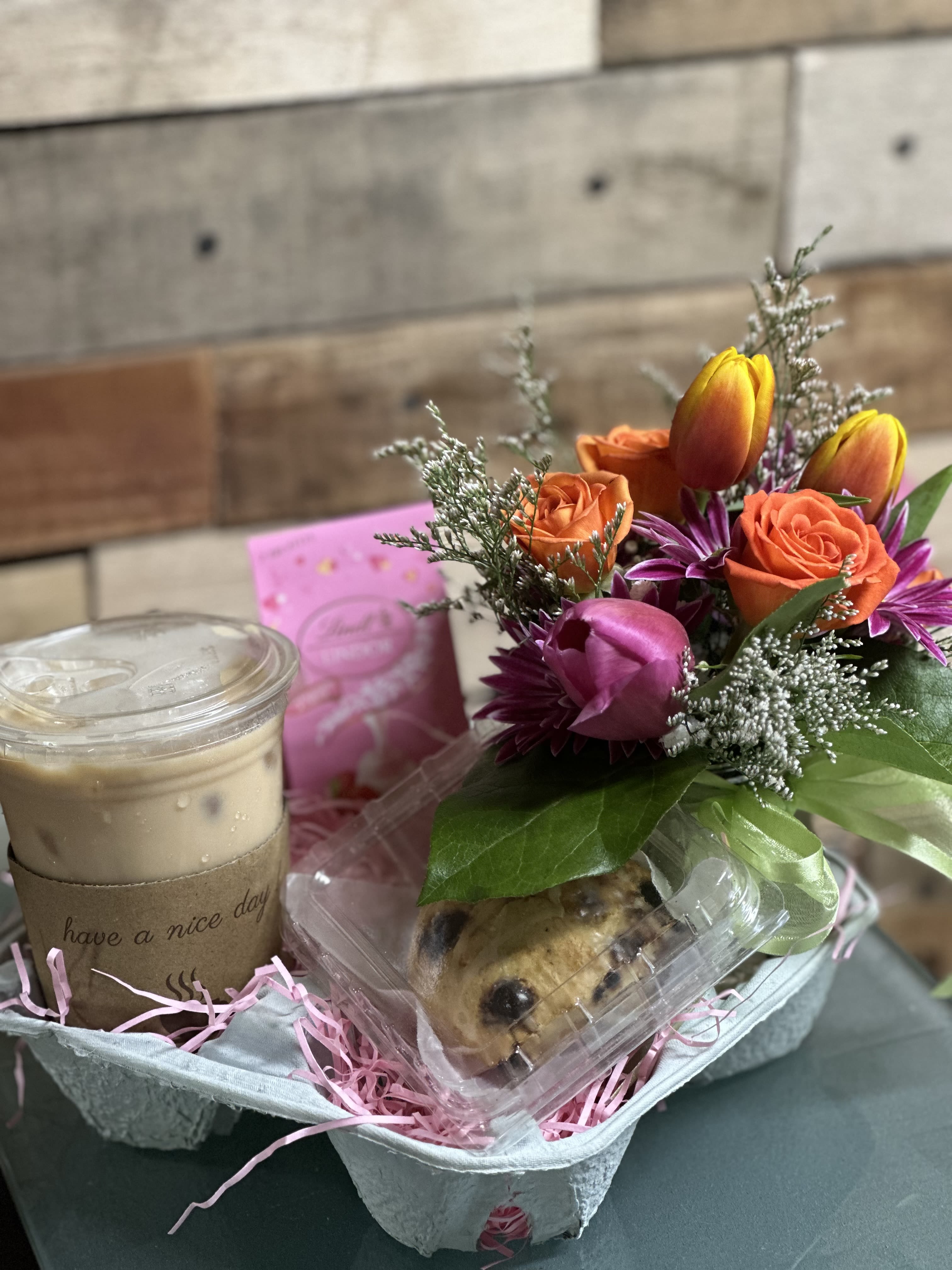 &quot;Good Morning&quot; - “NEW” at A Wareham Florist…Say “Good Morning “ with one of our beautiful floral mix packages!! Smell the fragrances of beautiful fresh flowers, while sipping a Hot or Iced Coffee ️and enjoying a delicious breakfast treat!  The perfect way to brighten anyone’s day!! ￼     ( Flowers, Breakfast treats may vary due to availability)
