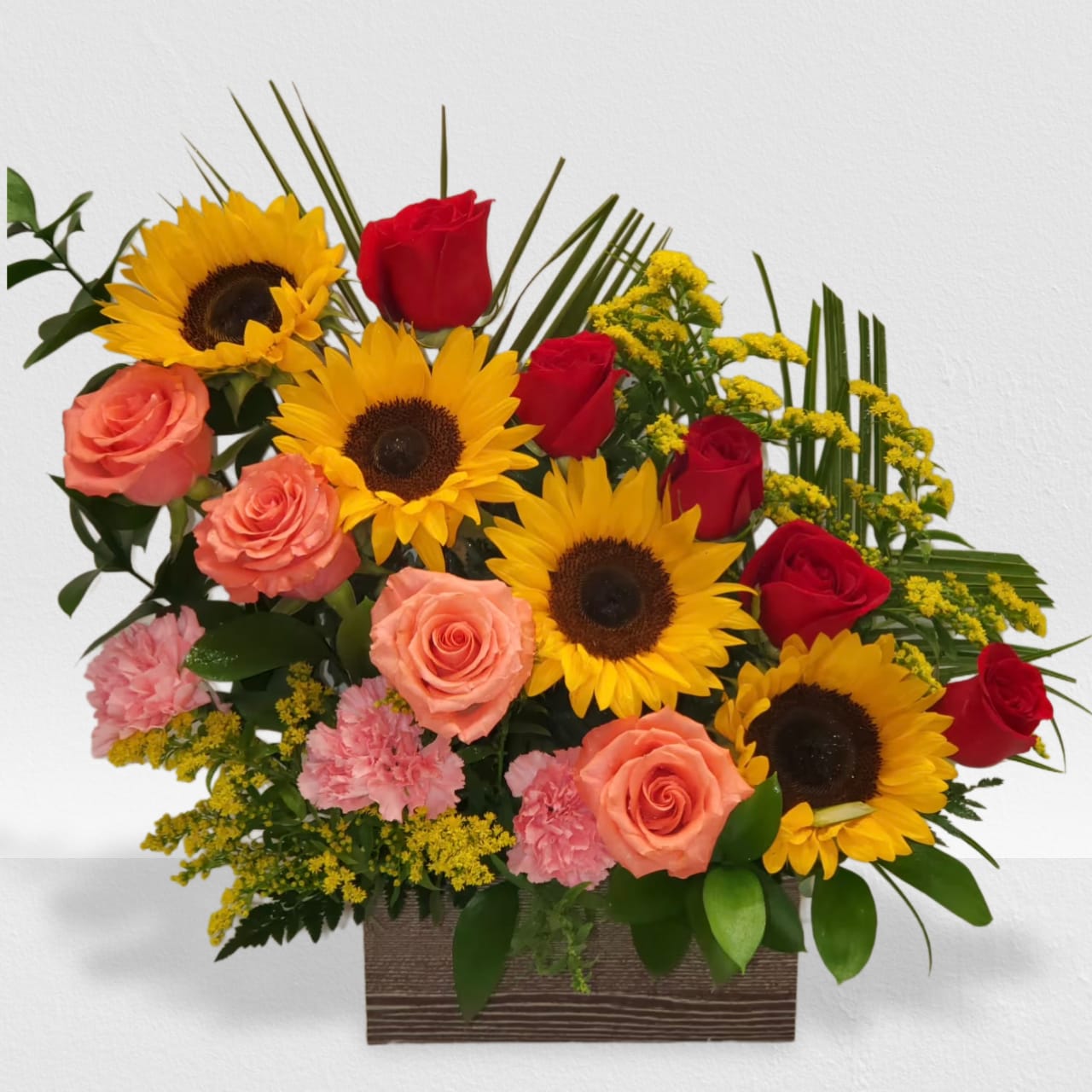 My Muse My Muse - Sunflowers, red & coral roses with some carnations.