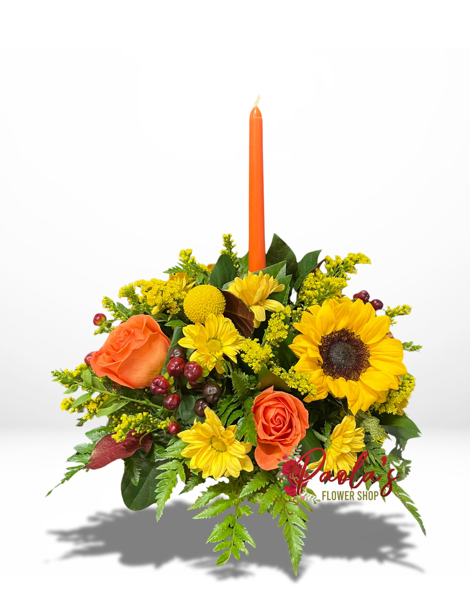 Thanksgiving Centerpiece with Candle - Light up your Thanksgiving table with a gorgeous floral centerpiece that’s sure to dazzle your family, friends, and all your favorite peeps! With a cozy single candle nestled in, this wallet-friendly beauty not only spreads warmth but also steals the spotlight in any gathering!