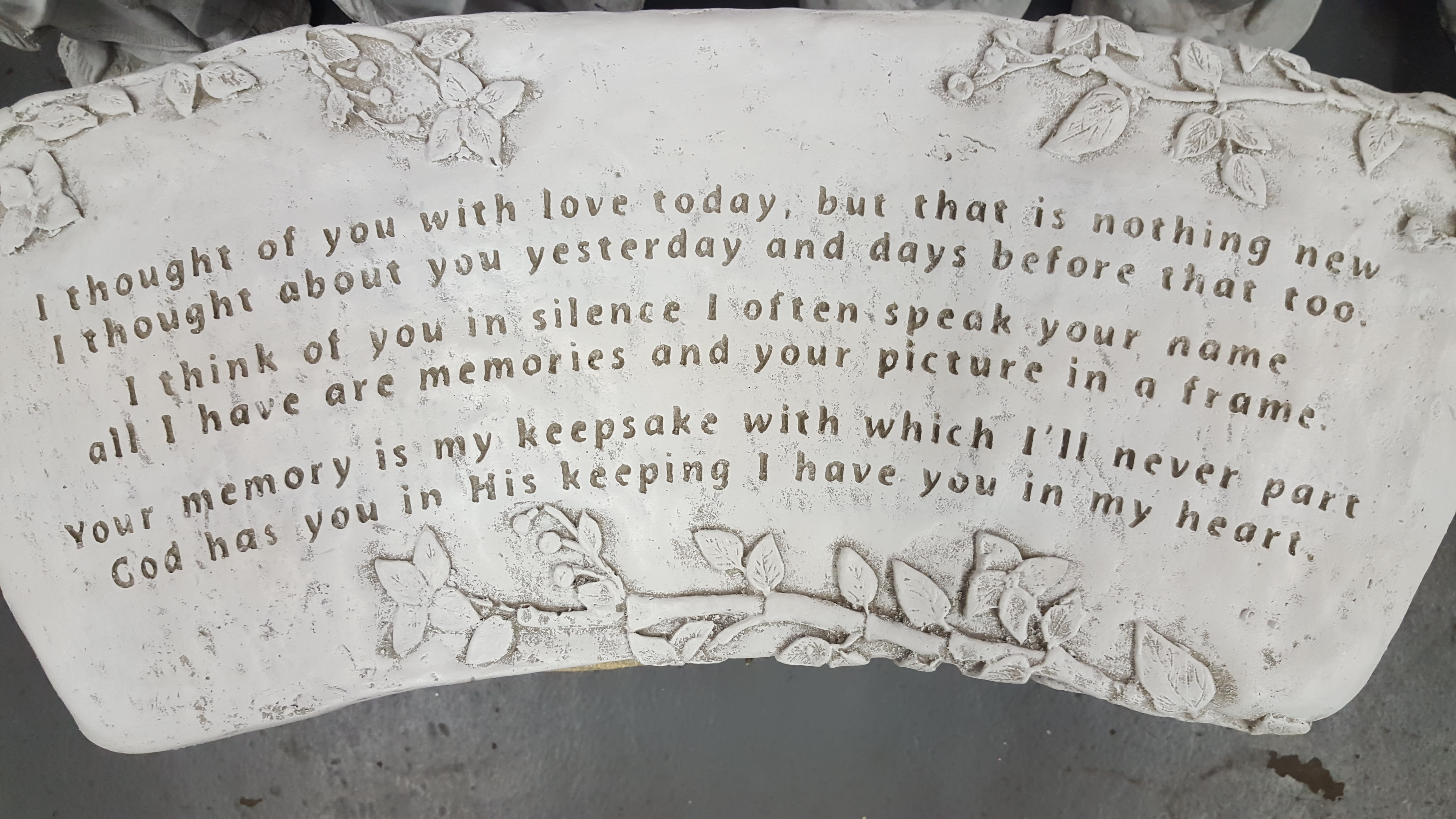 Thought of you today Memory Bench - Cement Memory Bench with thoughtful saying