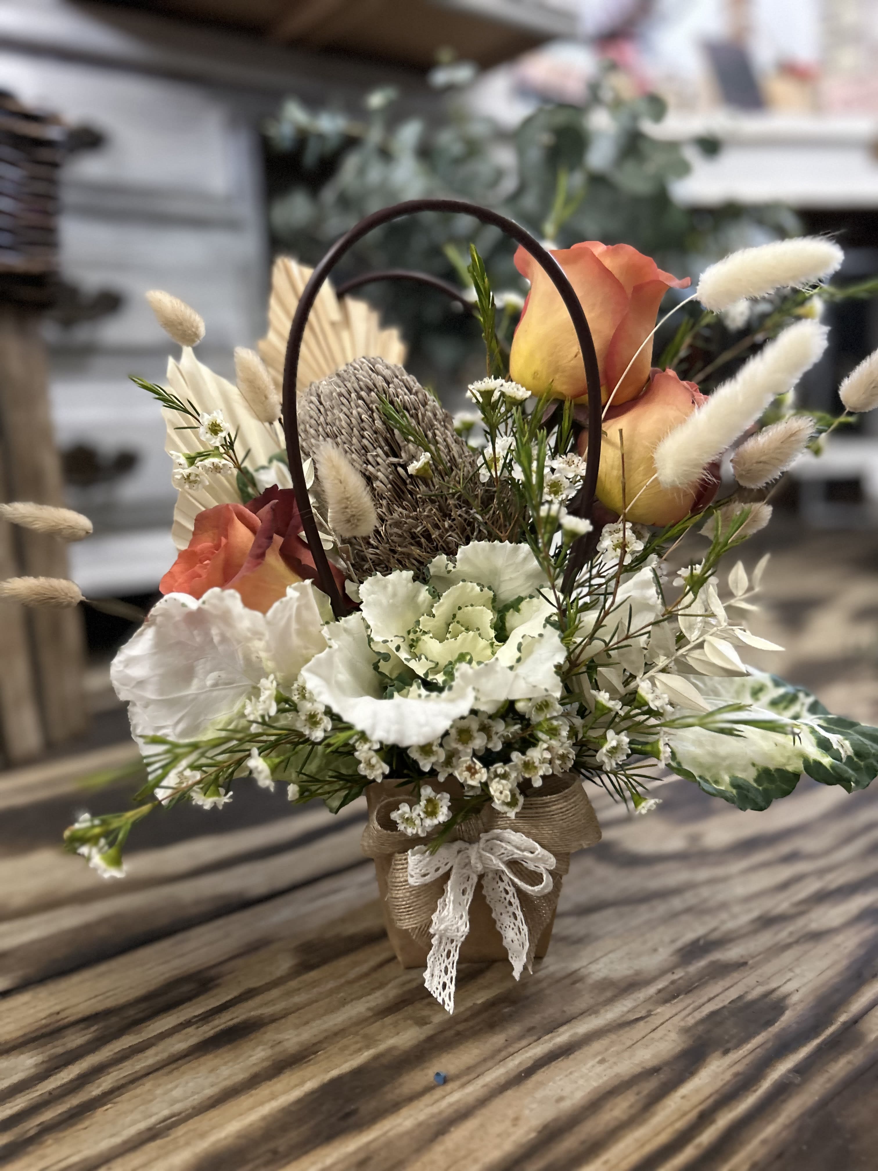 BOHO Purse Arrangement - Cute BOHO Purse Arrangement! Something special to say Just Because! Who wouldn;t enjoy this unique arrangement!
