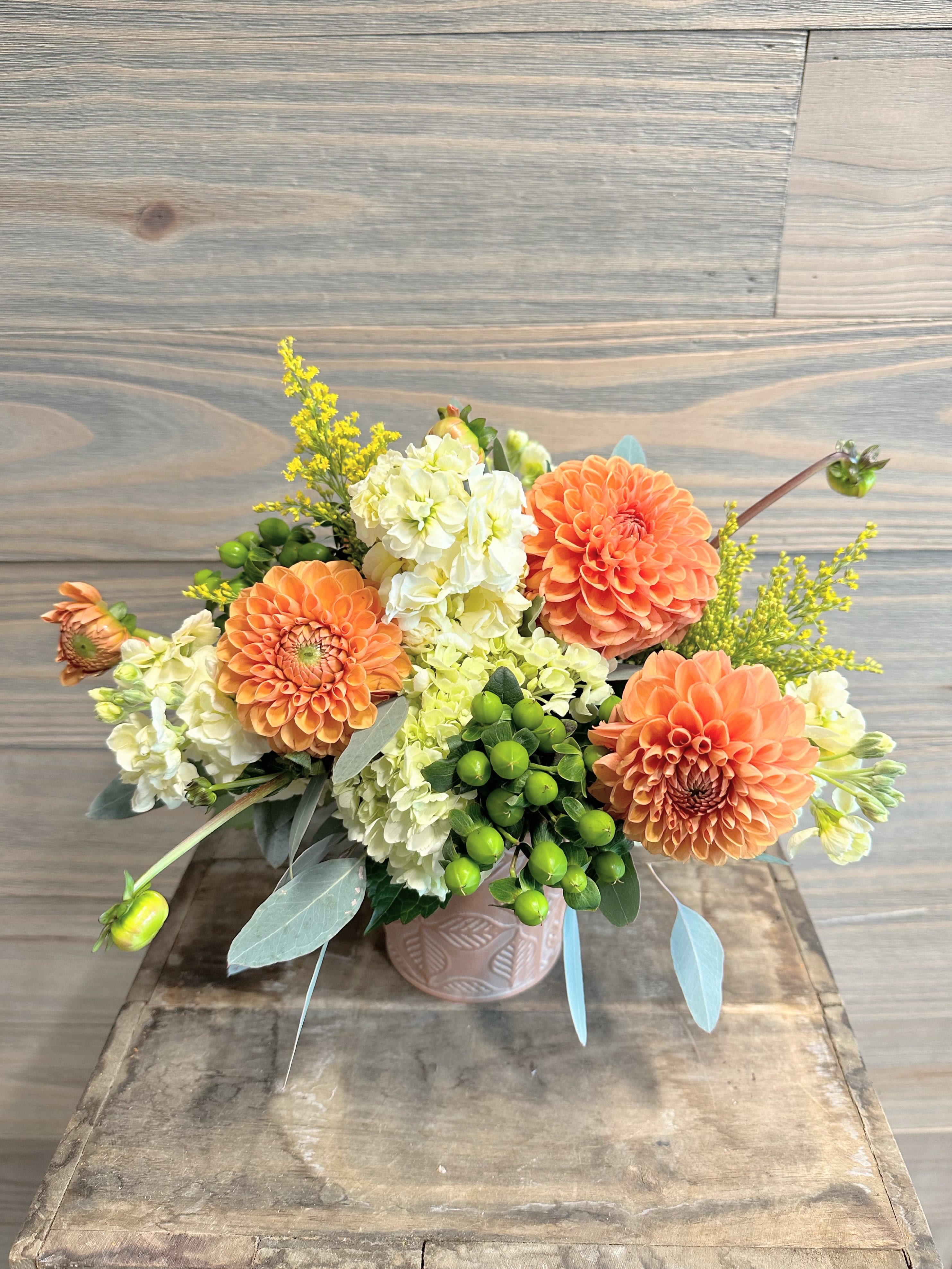 Pumpkin Cream - A collection of cream and orange fall blooms.