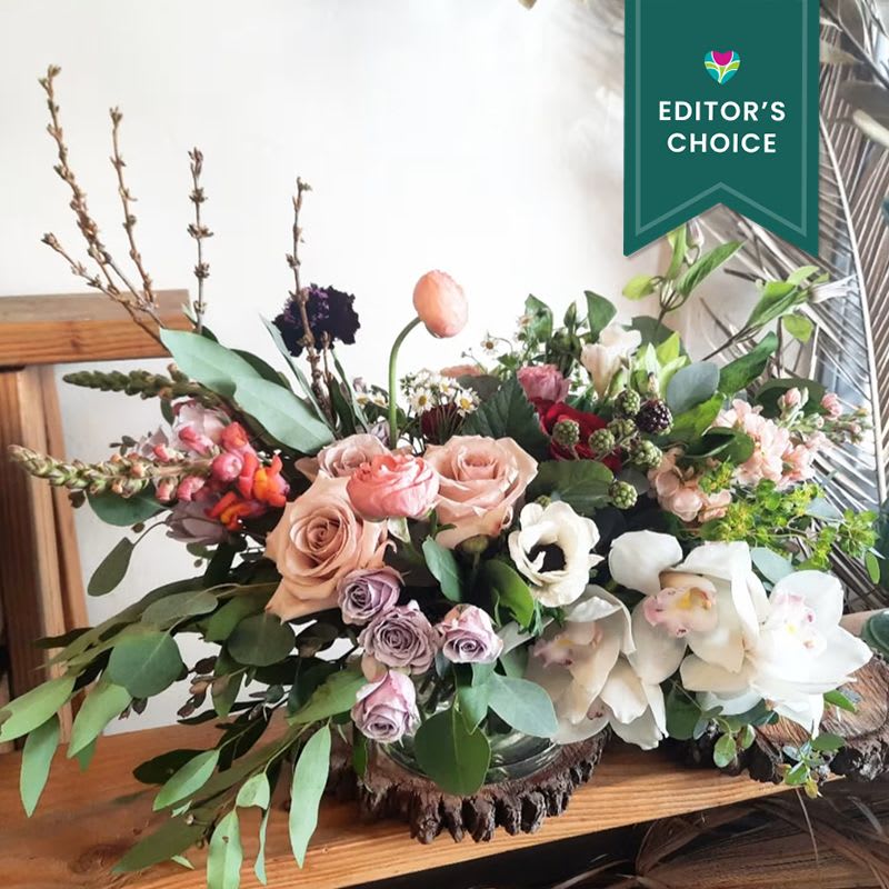 Garden lovers designers choice darker color palette - Large and Lush garden style this is the gift that gives (and maybe gets, too) darker color palette  COLORS AND FLOWER CHOICE WILL VARY UPON SEASON AND AVAILABILITY. overall style will will remain the same  