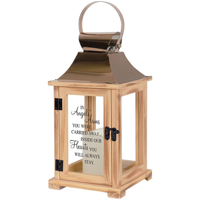 Angel's Arms Lantern - 6.25&quot; x 6.25 x 13.25&quot; &quot;In angel's arms you were carried away...Inside our hearts you will stay.&quot; 