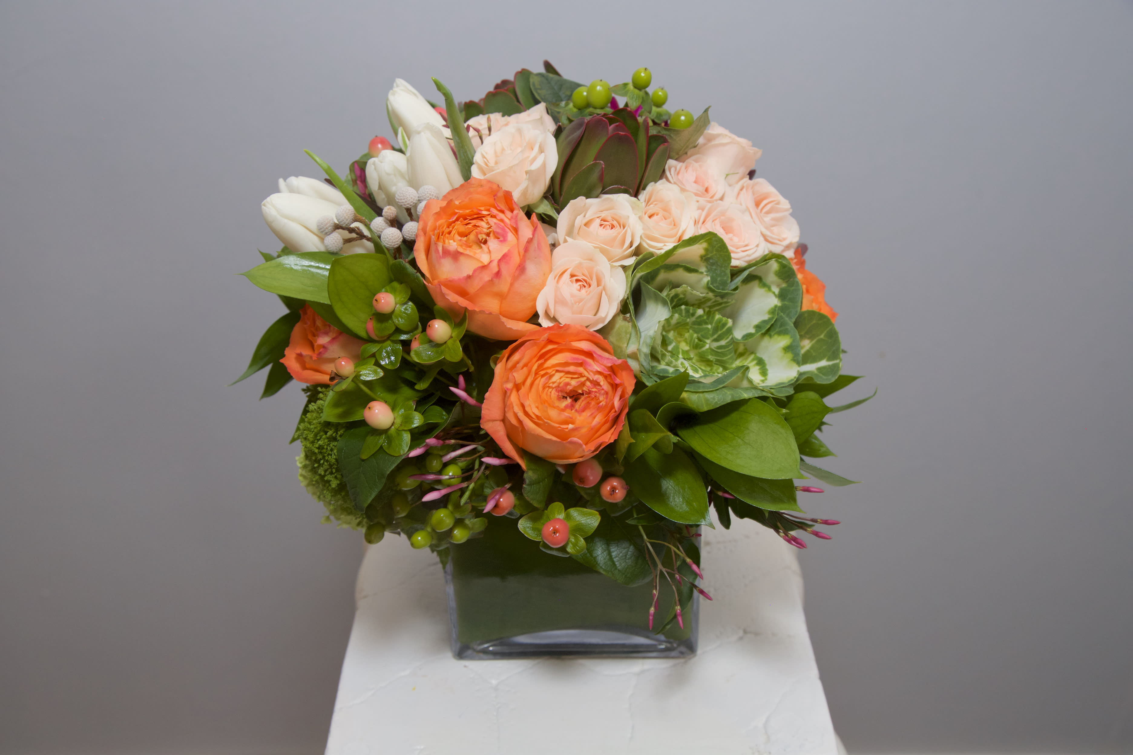 Ferry Building Fabulous - There's nothing like this bountiful arrangement of Dahlias, Succulents, Roses, Tulips and gorgeous greens...