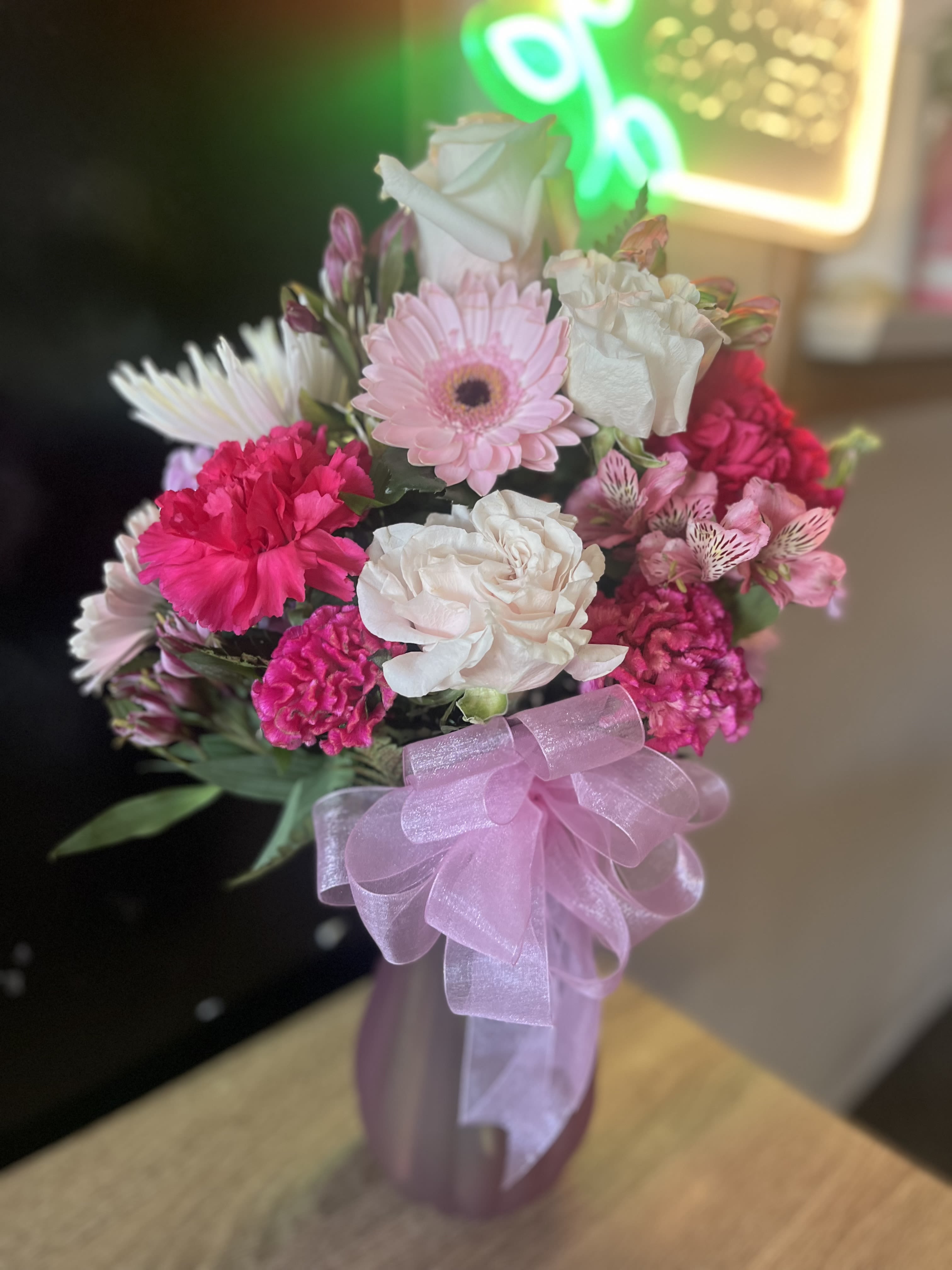 Pink is my favorite color  - Fresh flowers in light pink vase 