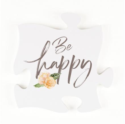 PGD Mini - Be Happy -  This creative and fun wall décor replicates the look and feel of an actual puzzle. This mini puzzle piece includes a pocket mount for easy hanging and is shaped to connect with other mini puzzle pieces. Weight:  0.38 lbs Depth:  0.5&quot; Width:  6&quot; Height:  6&quot;