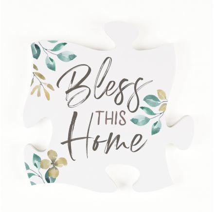 PGD Mini - Bless This Home - This creative and fun wall décor replicates the look and feel of an actual puzzle. This mini puzzle piece includes a pocket mount for easy hanging and is shaped to connect with other mini puzzle pieces. Weight:  0.37 lbs Depth:  0.5&quot; Width:  6&quot; Height:  6&quot;