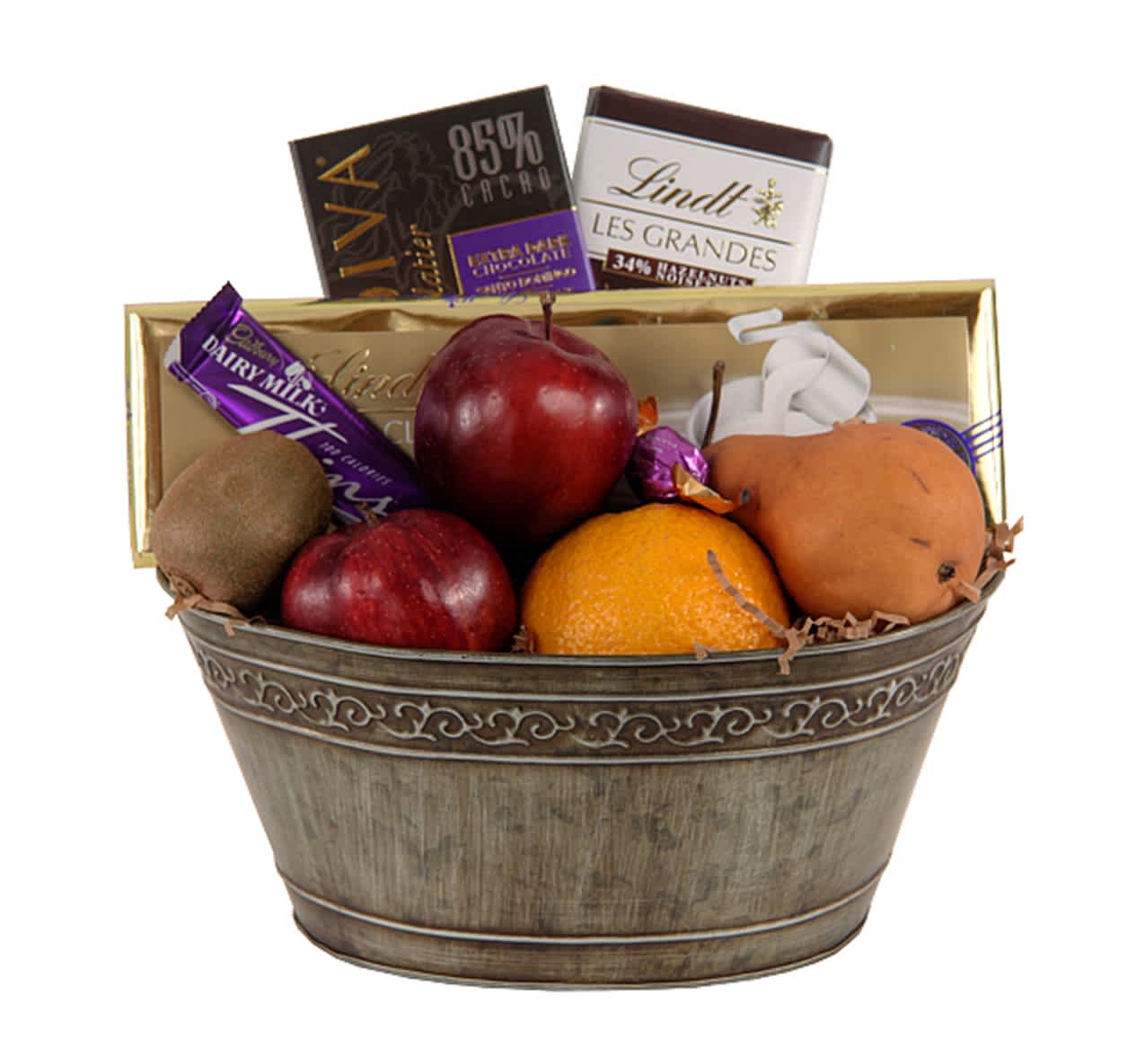 Dark Chocolate &amp; Fruit - For the healthier pallet, send this beautiful basket of fruit and dark chocolate for almost any occasion.