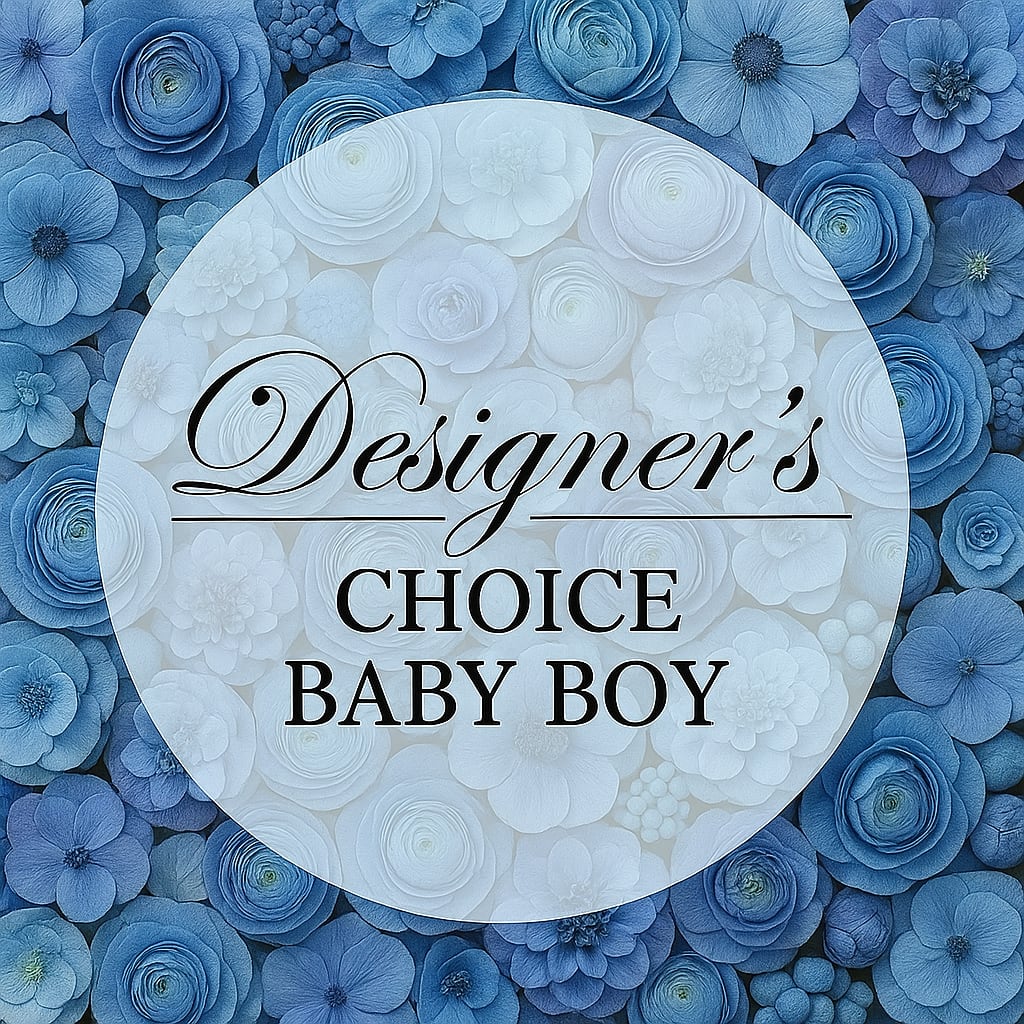 Designer’s Choice Baby Boy Designer’s Choice Baby Boy - Celebrate the arrival of a baby boy with our Designer’s Choice Baby Boy Bouquet, created with seasonal blue blooms in soft, joyful tones. Available for same-day delivery in Magnolia, Tomball, Montgomery, Willis, Spring, Houston and surrounding areas.