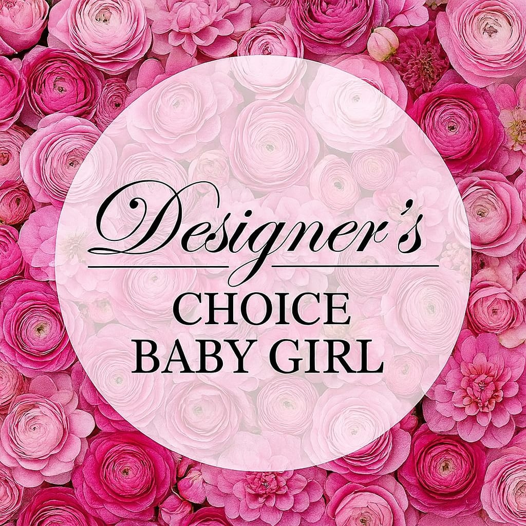 Designer's Choice Baby Girl Designer's Choice Baby Girl - Celebrate the arrival of a baby girl with our Designer’s Choice Baby Girl Bouquet, created with seasonal pink blooms in soft, joyful tones. Available for same-day delivery in Magnolia, Tomball, Montgomery, Willis, Spring, Houston and surrounding areas.