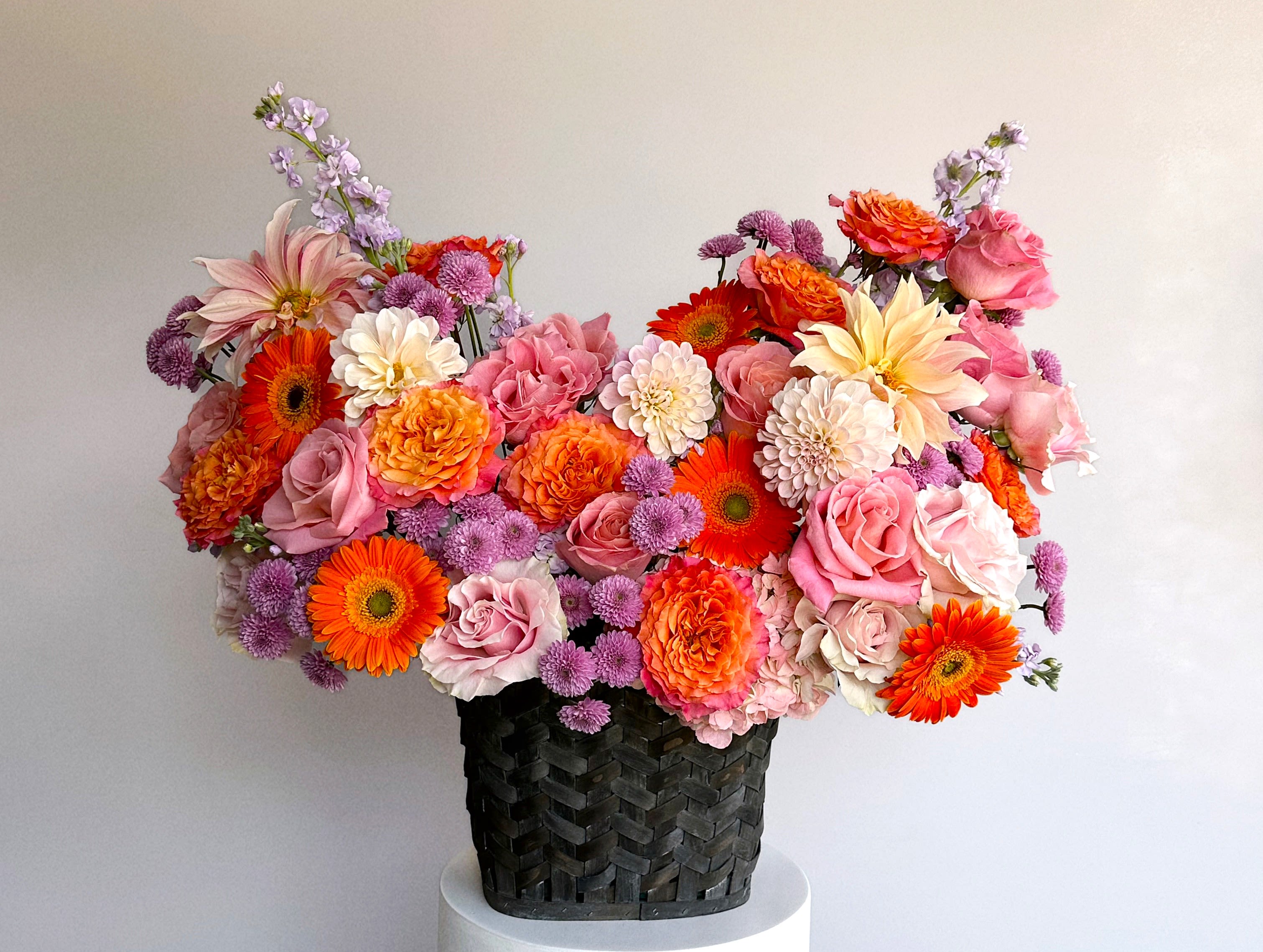 #31 FANCY - Fancy – emotions that cause butterflies inside. Irregular breathing and rapid heartbeat. Sincerity, excitement, and awe. We managed to collect a bouquet that fully embodies the feeling of falling in love. Would you like to feel it again?  shown an actual size &quot;Premium&quot; Seasonal or not available flowers can be replaced with a similar one. Baskets can also be replaced with others