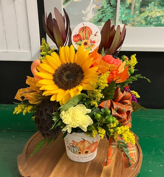 Pumpkin Patch Bouquet - Send a seasonal standout with the Pumpkin Patch Bouquet, a colorful collection of sunflowers and fall vibes.