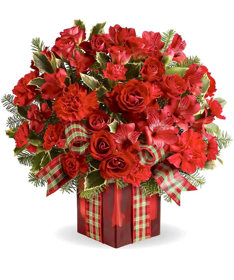 Red Christmas  - Gorgeous red floral gift is ready to be delivered with best holidays wishes ! 