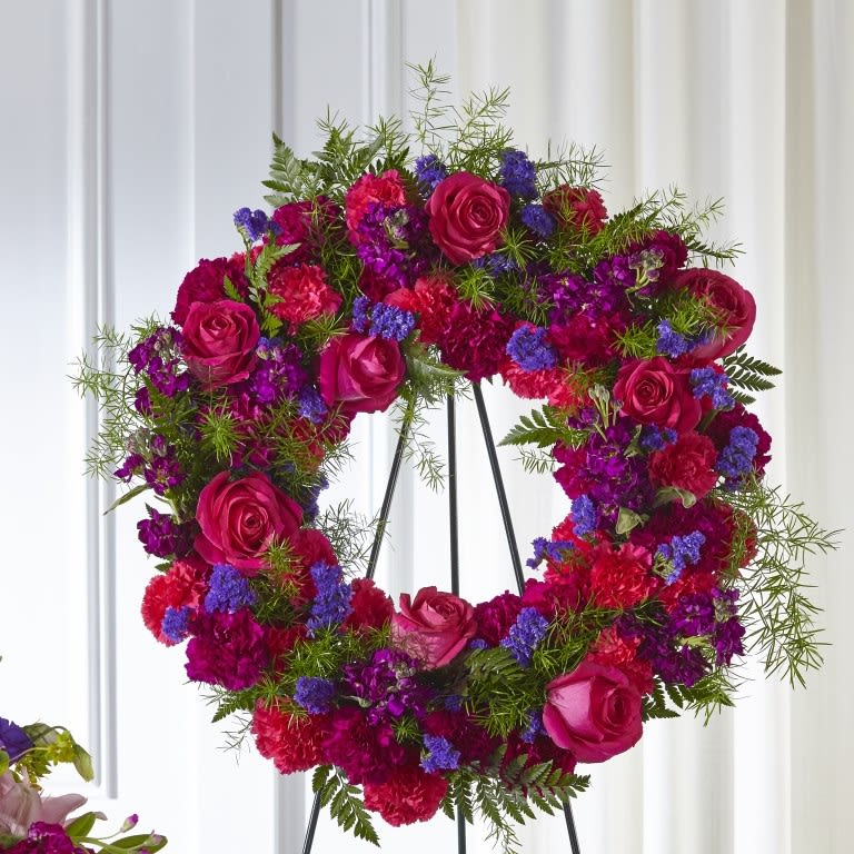 TLSP Calming Colors Wreath - Roses, Stock, Carnations