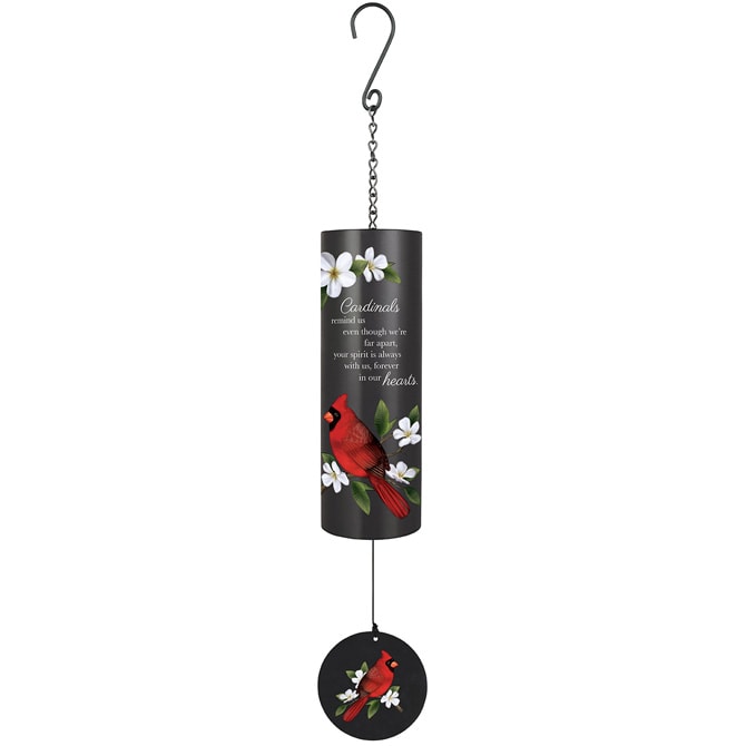 "Cardinals" 36" Cylinder Sonnet "Cardinals" 36" Cylinder Sonnet - Our 36" Cylinder Sonnets are made of powder coated steel and metal with a popular sentiment UV printed directly onto the tube. Adjustable striker. 4.375" Diameter x 14" Length cylinder. Cylinder Reads: "Cardinals remind us even though we're far apart, your spirit is always with us, forever in our hearts." L: 36" DIA: 4.375"