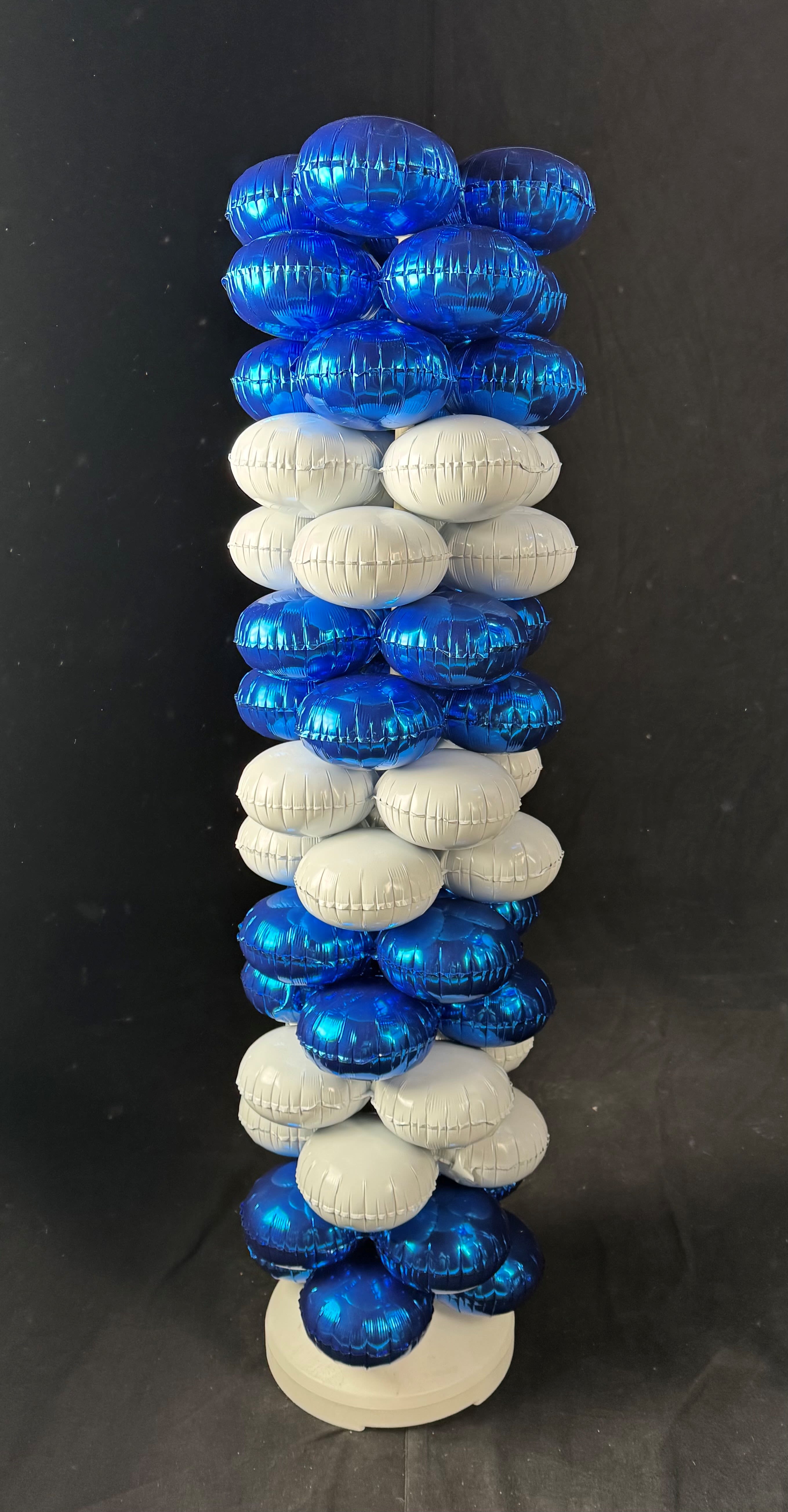 Foil Balloon Tower - Make a statement with this eyecatching balloon tower.  * Deluxe and Premium come with balloon bouquet topper*. However you not limited to what you can choose, add any balloon bouquets we offer to the top of the tower to complete the look that will go with your event. Call us if you have questions.