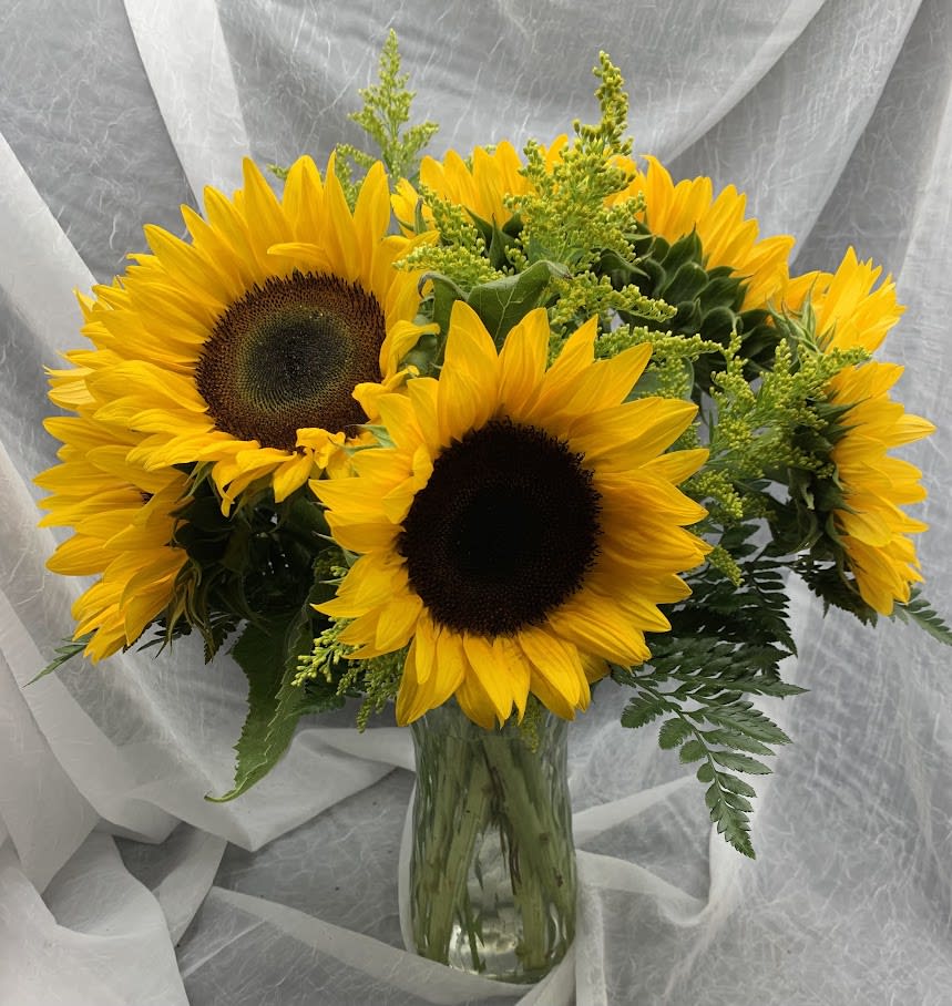 Awesome Sunflowers - A medium height arrangement of our awesome Sunflowers.  It's Sunflower season, don't miss out! 