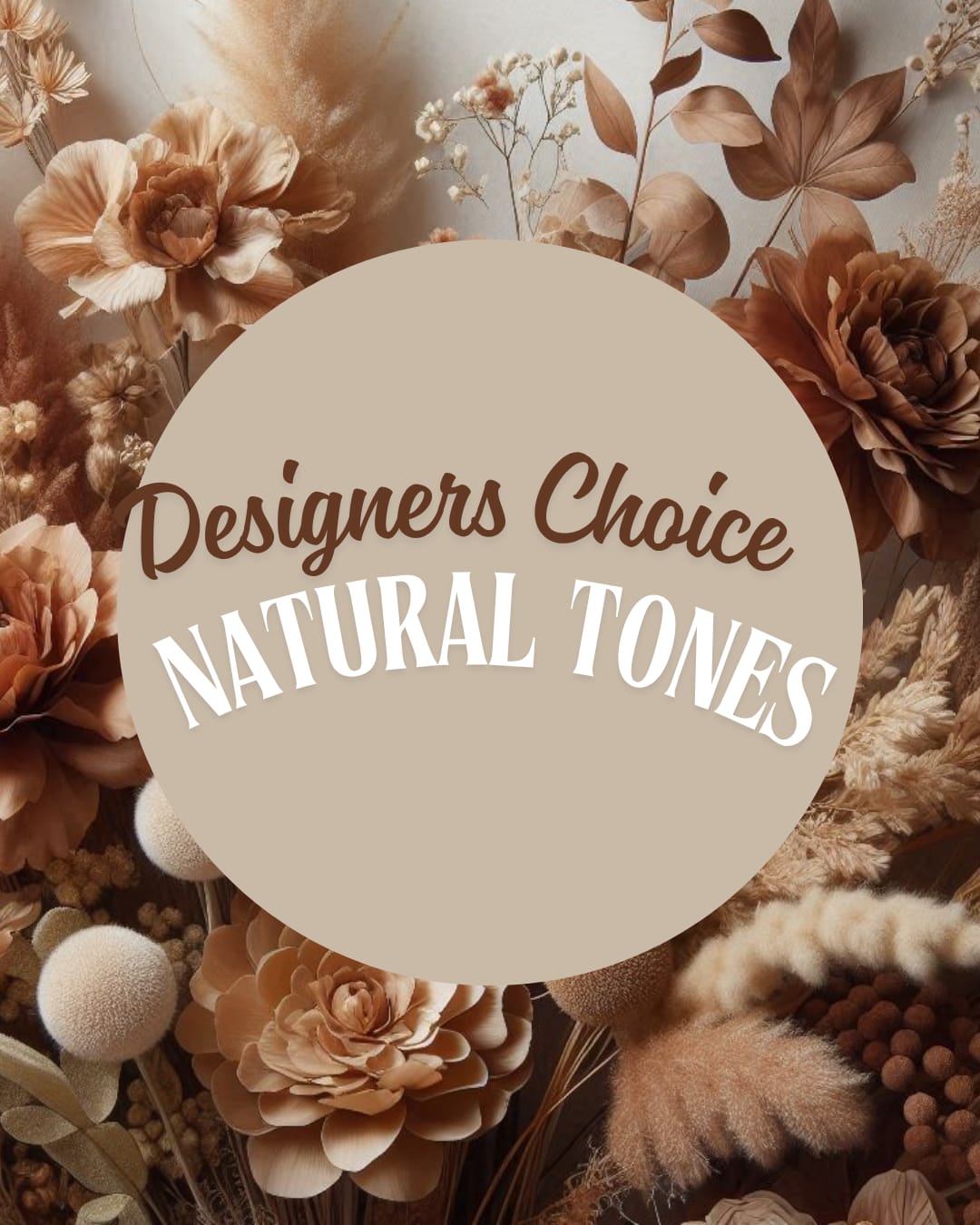 Designers Choice- Naturals, creams, peaches and tans - Honor the extraordinary person in your life with our Designer’s Choice Floral Arrangement of Tans, Creams, and Earthy Hues. Carefully selected by our expert designers, this refined bouquet showcases a harmonious blend of the most exquisite neutral blooms—symbolizing warmth, tranquility, and enduring grace. Whether you're expressing appreciation, celebrating a special moment, or bringing a sense of serenity to someone's day, this arrangement is sure to enchant and inspire. Let the beauty of nature’s soft and subtle tones speak from the heart. 