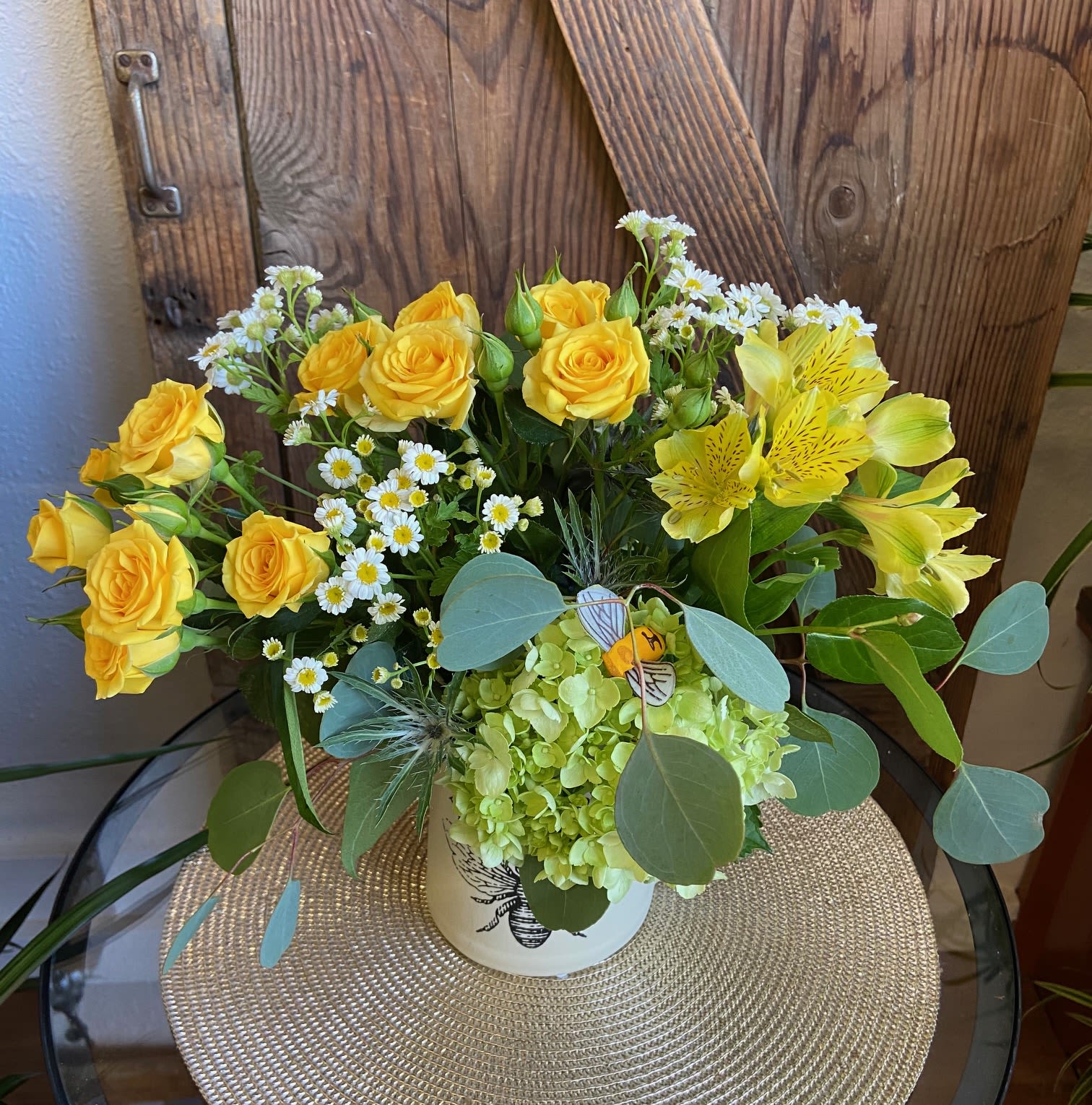 Buzzing with Joy Buzzing with Joy - Fun Keepsake Pitcher filled with Bright and Happy Blooms!