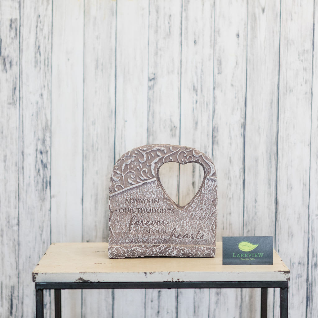 Eternal - A concrete stone inscribed with, &quot;Always in our thoughts, forever in our hearts&quot; adorned on an attached stone stand. A perfect gift to remember that special person.  Approximate Dimensions: 8&quot; T x 8&quot; W