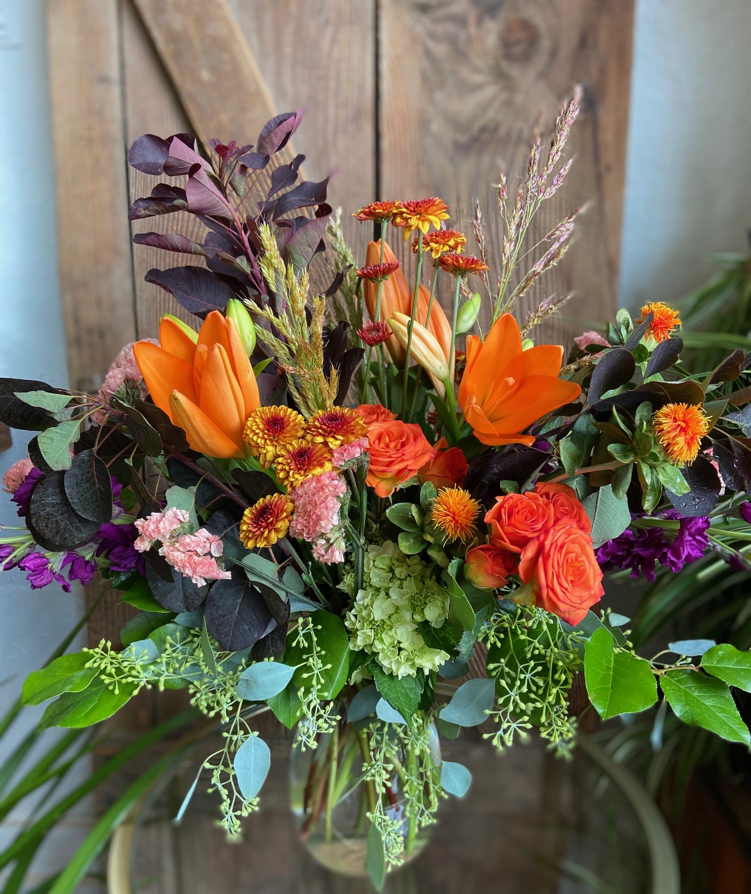 Abundant Fall Vase Abundant Fall Vase - Full and fluffy fall fun with flowers.  Sure to please that fall lover in your life. **Flowers may vary keeping with the same style and theme.