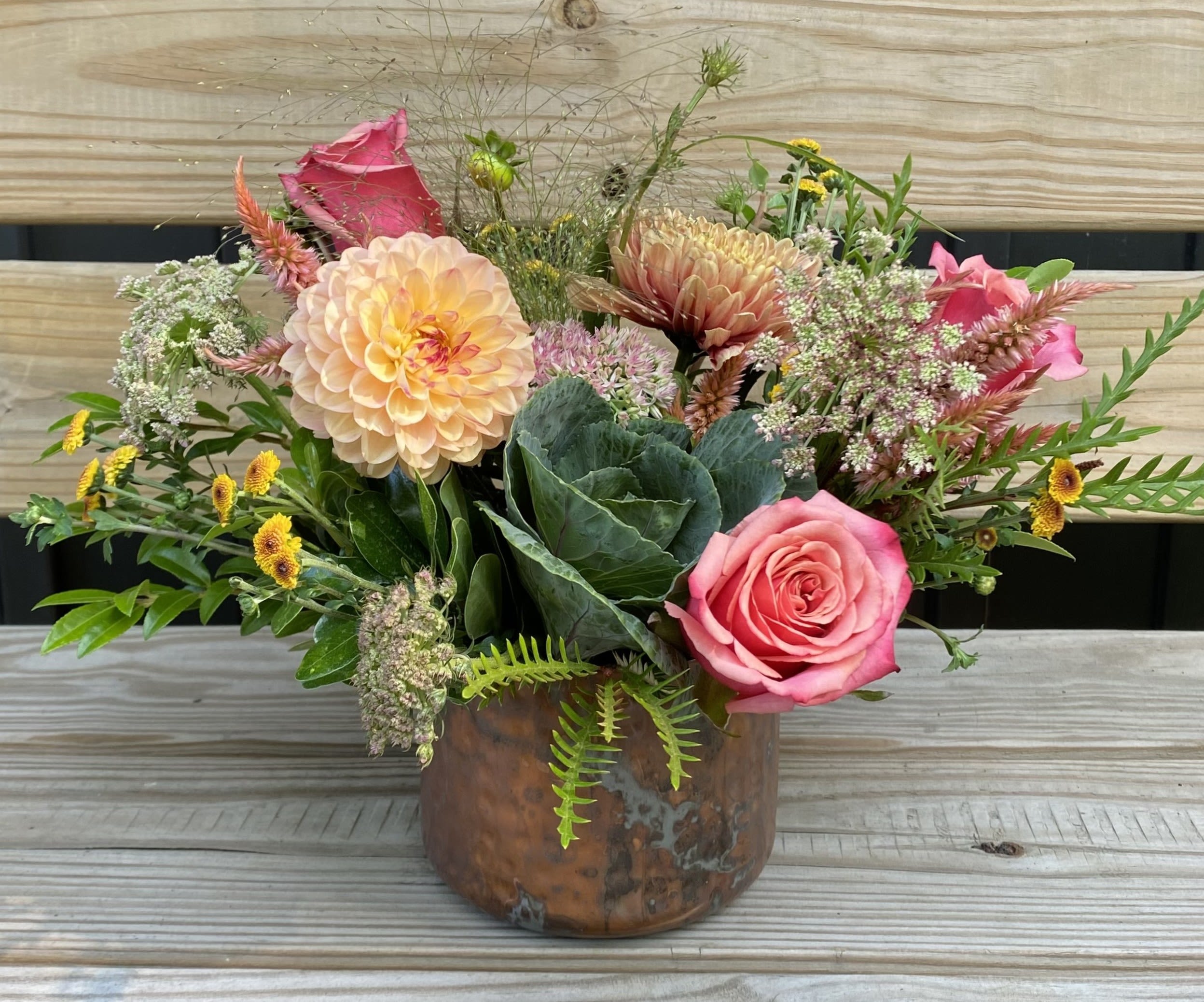 Cider Season - Capture the cozy spirit of autumn with rich layered blooms in orchard-ripe hues.