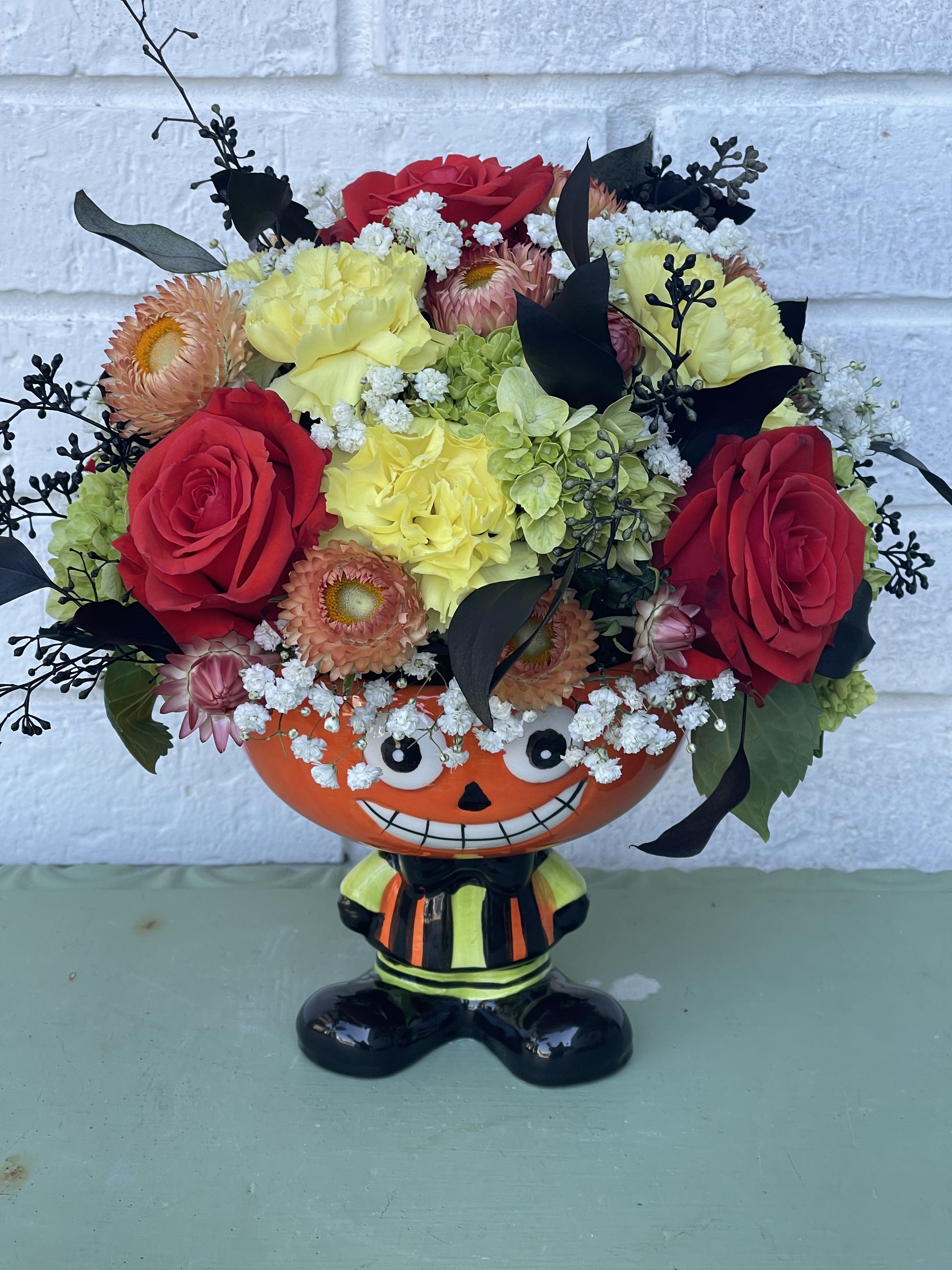 Mr. Pumpkin funky man Mr. Pumpkin funky man - what an incredible pumpkin little guy created to perfection. We can accommodate this fellow to your color choice just let us know in the comments