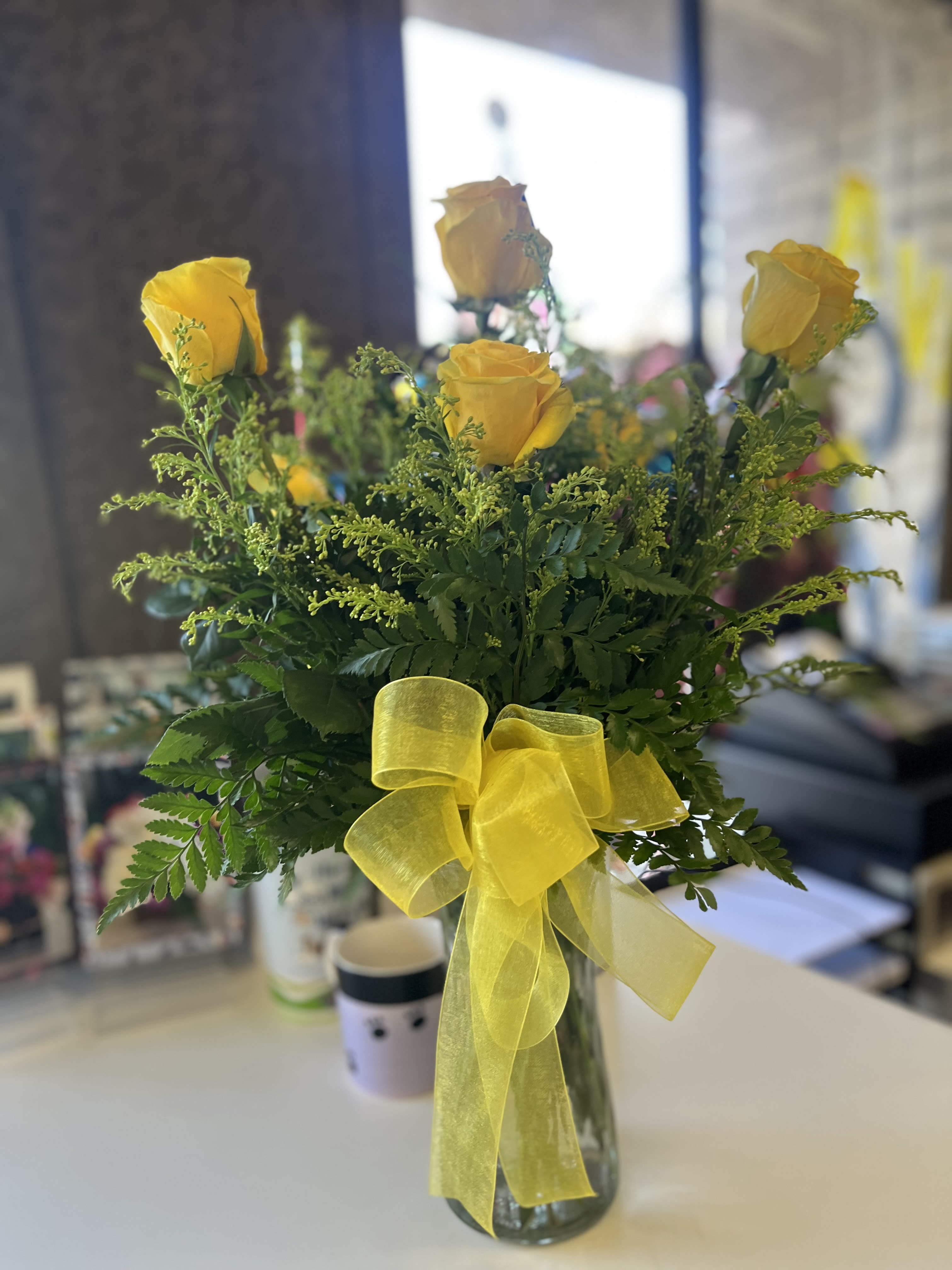 Yellow Roses Yellow Roses - fresh yellow roses with wax , and leather