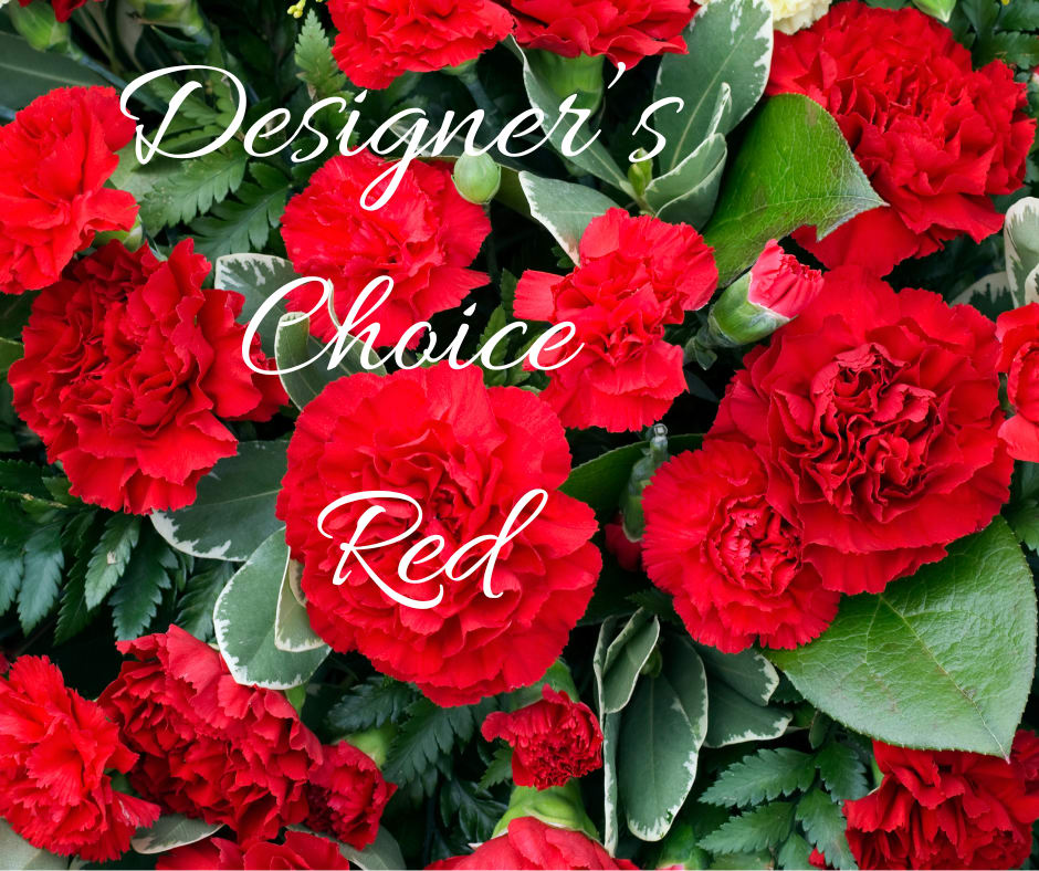 Designer Choice Red Designer Choice Red - Allow our expert floral designers to create a beautiful red arrangement with greenery. Everyone is unique and so should the flowers sent to someone you care about. Simply select one of the size options and we will design a unique arrangement with the freshest available florals in a coordinating container. Arranged by Hand Hand Delivered Expertly Designed Uniquely Curated 100% Quality Guarantee