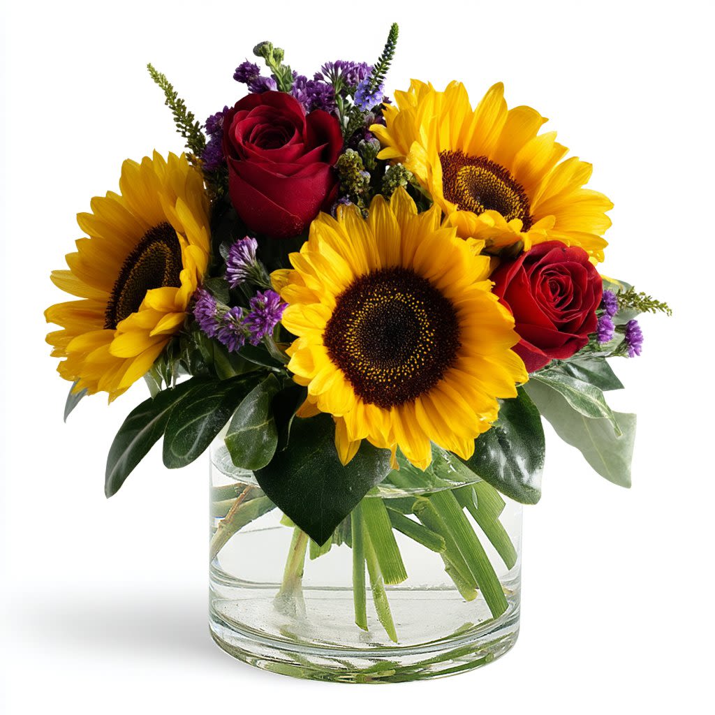 Sunfire Celebration - Warm and energetic, this bouquet is a burst of fall colors that brings instant joy. 