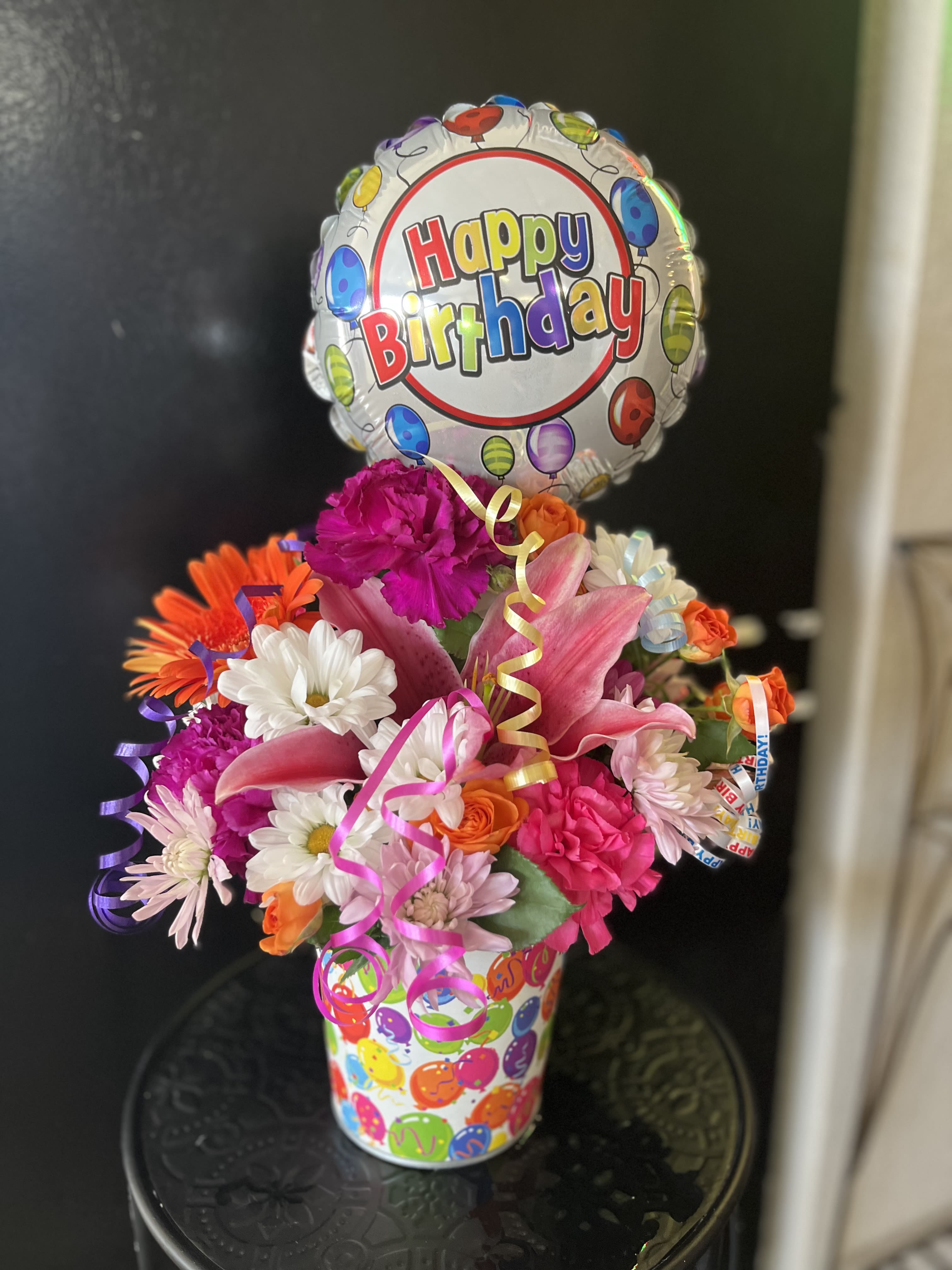 Happy Birthday  Bucket  - fresh flowers in birthday Bucket 