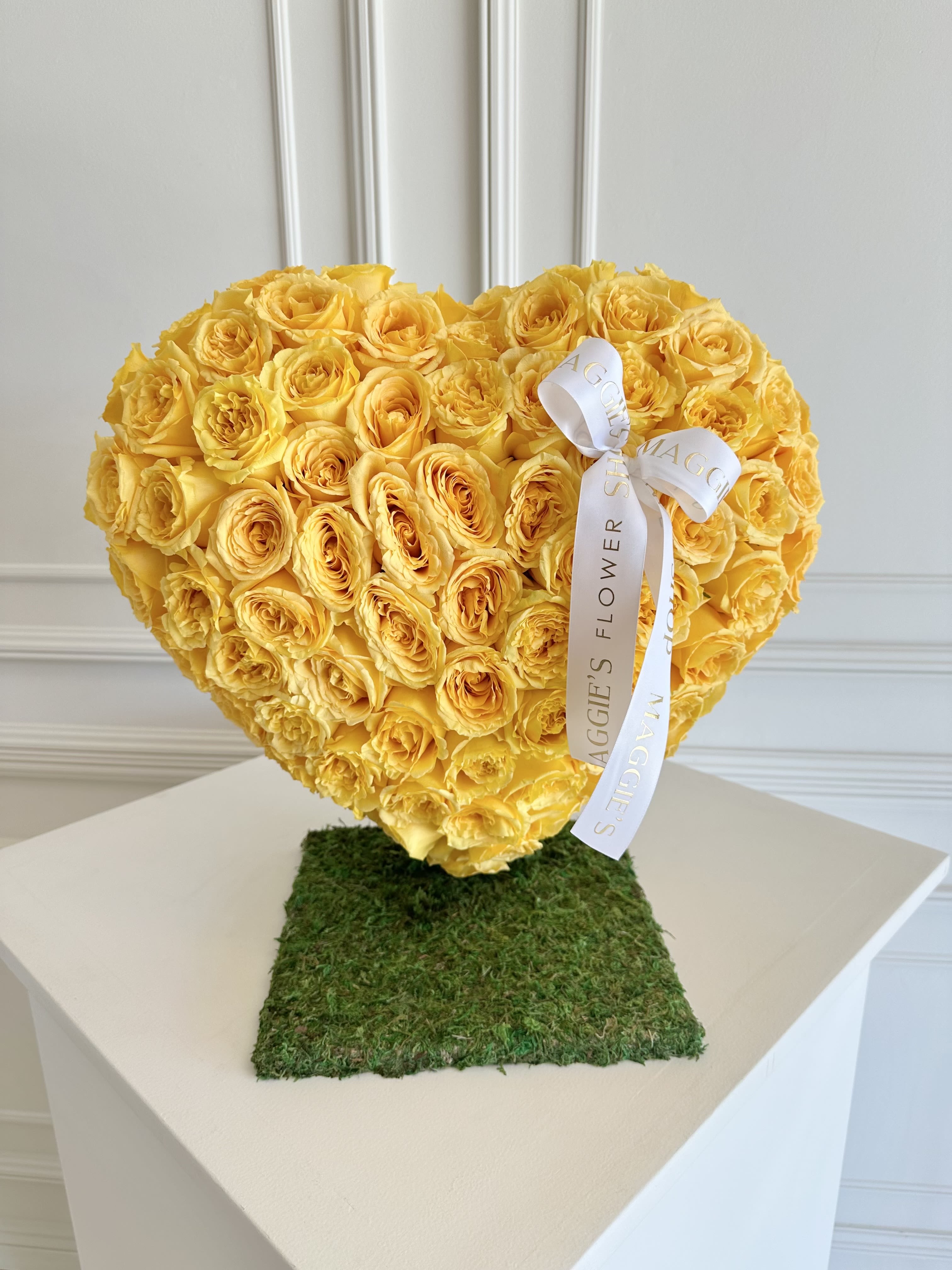 MFS Mini Heart Sculpture (Yellow)  - Mini Heart Sculpture Stands Approx 18&quot; Tall Approximately 70-75 roses