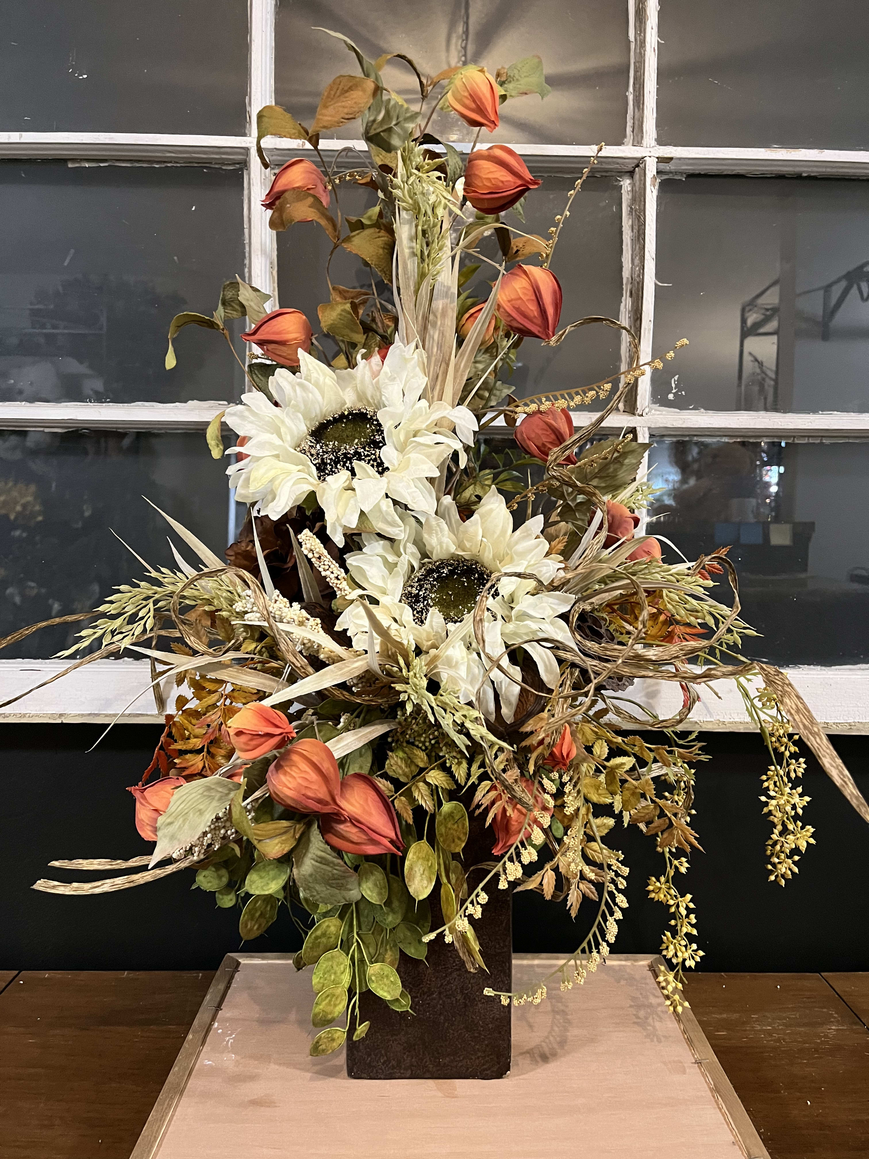 15% OFF Gorgeous Fall Silk Design - 32 in tall in a ceramic pottery