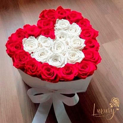 Burning Love Box - Burning Love are elegant heart boxes that make them perfect for showing how much you love that special person in your life. Send love!  All Occasion  Place your Order Online Monday to Saturday before 1:00 p.m. (E.T.) for same-day delivery.  “Orders received after hours will be delivered the next business day”. Check our coverage area. Occasionally, substitutions of flowers and/or containers happen due to weather, seasonality, and market conditions, which may affect availability. If this is the case with the gift you’ve selected, we will ensure that your arrangement's style, theme, and color scheme are preserved and will only substitute items of equal value or higher value.  CARE INSTRUCTIONS Gently mist the arrangement with natural water every other day. Do not spray any cleaning product on the flower arrangement. Do not place heavy objects directly on the flower arrangement. Keep them out of direct sunlight and extreme heat. 