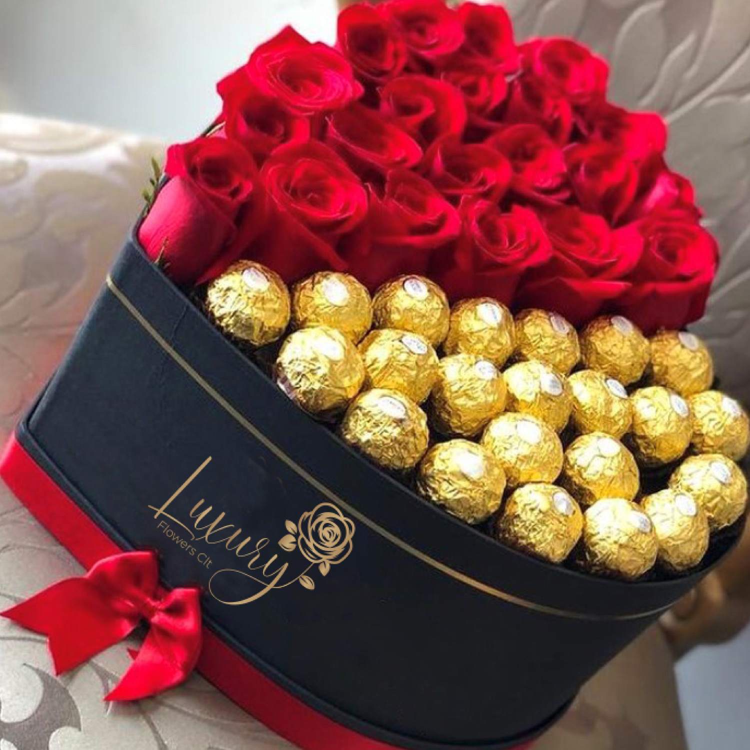 Chocolate Romance Box - Chocolate Romance Boxes is an exclusive design of fresh red roses and chocolates in beautiful boxes. If you want to surprise your loved one with a special gift, look no further because you are in the right place. Roses in Box: 18-24 stems of natural roses. Color Roses: Red, White, Pink, Yellow, Hot Pink, Orange, Lavander All Occasion  Place your Order Online Monday to Saturday before 1:00 p.m. (E.T.) for same-day delivery.  “Orders received after hours will be delivered the next business day”. Check our coverage area.  Occasionally, substitutions of flowers and/or containers happen due to weather, seasonality, and market conditions which may affect availability. If this is the case with the gift you’ve selected, we will ensure that the style, theme, and color scheme of your arrangement are preserved and will only substitute items of equal value or higher value.  CARE INSTRUCTIONS Gently mist the arrangement with natural water every other day. Do not spray any cleaning product on the flower arrangement. Do not place heavy objects directly on the flower arrangement. Keep them out of direct sunlight and extreme heat. 