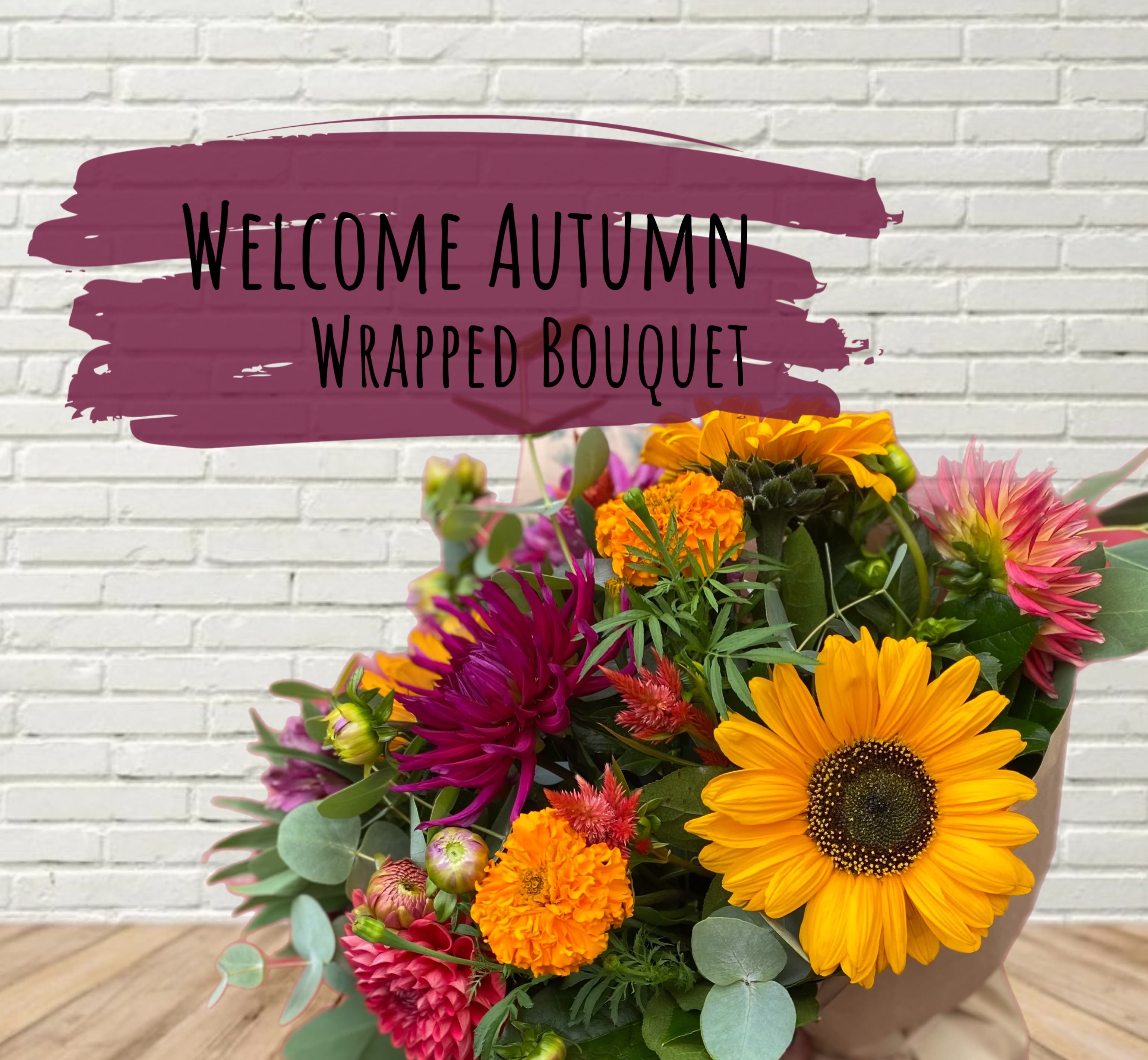 Welcome Autumn Wrapped Bouquet - A seasonal wrapped flower arrangement with local fall flowers! Perfect for someone with too many vases.