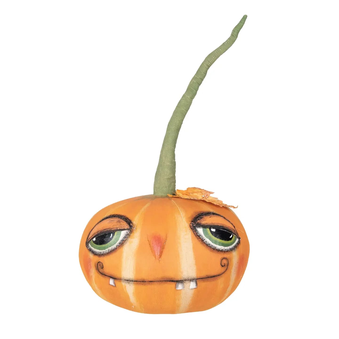 Jack Pumpkin - Jack sports an autumn leaf atop his head, complementing his large green eyes and toothy grin. Whimsically wonderful, this uniquely handcrafted art doll from Joe Spencer's Gathered Traditions collection will bring a touch of fun to your home during the fall and Halloween seasons. Create a matching set with our Ginger collectible.  11&quot; x 11&quot; x 20&quot;