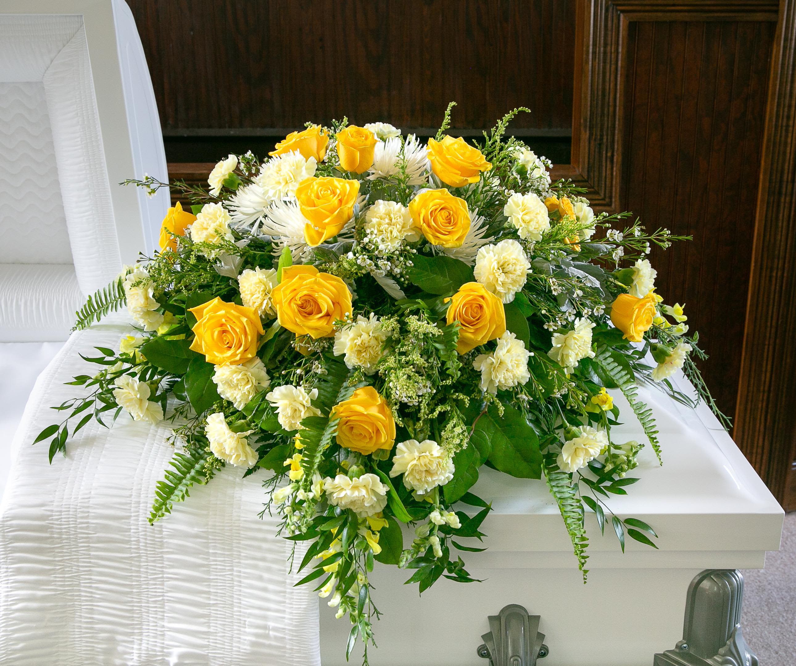 Yellow 611-18-07 - Yellow 14&quot; Casket Saddle Dimensions: 36&quot;W x 22&quot;H
