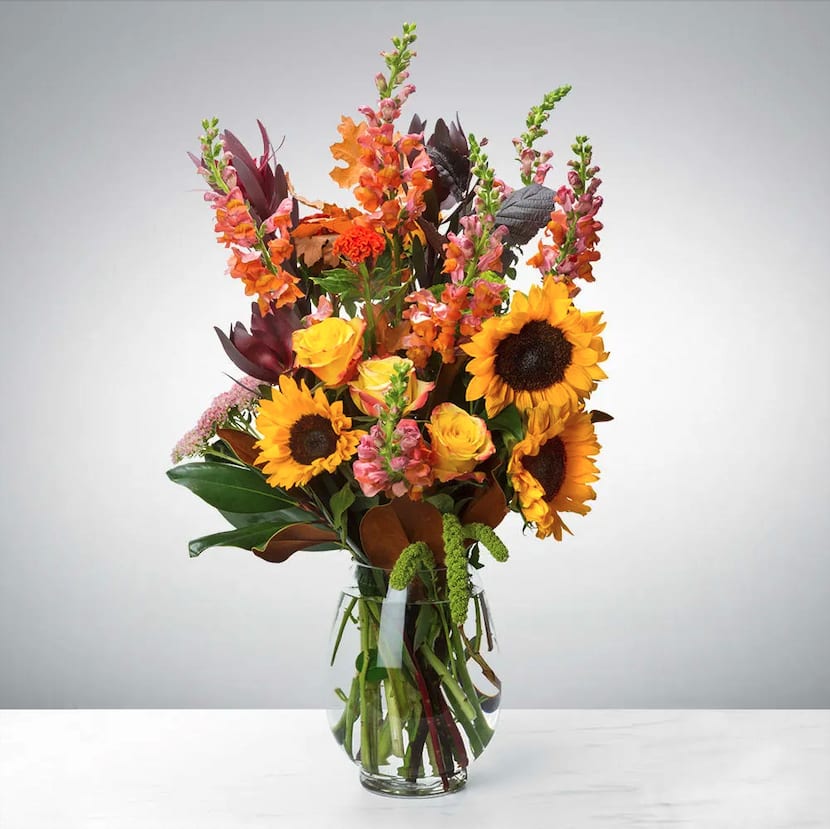 Hello Fall by BloomNation™ Hello Fall by BloomNation™ - Say hello to the new season with this tower of fall flowers! Featuring a wide array of seasonal blooms, this arrangement has something for everyone, and is sure to bedazzle whoever welcomes it into their life. Say “hello” to someone in your life with this fall flower tower.